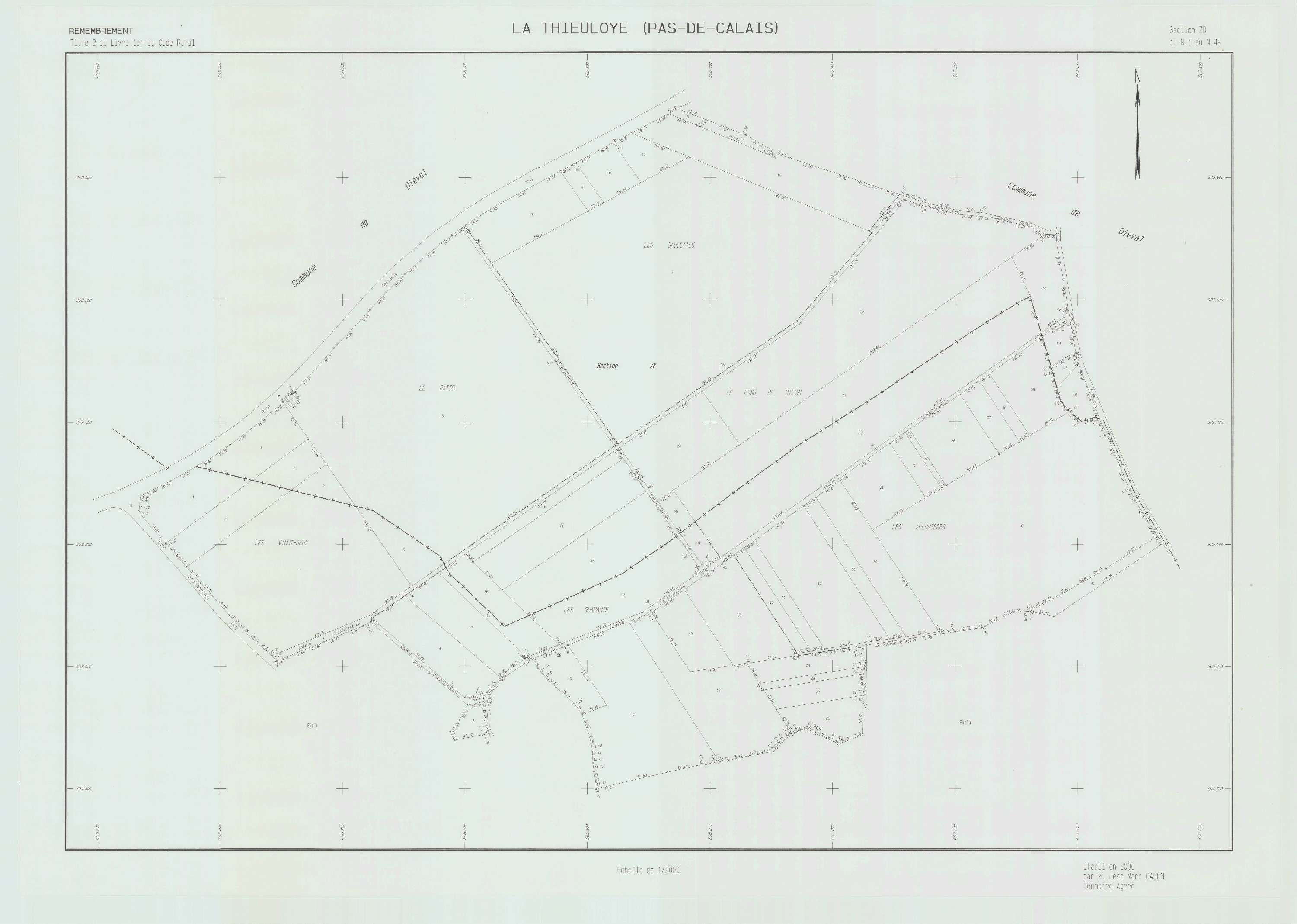 La Thieuloye - Plan de remembrement : section ZD.