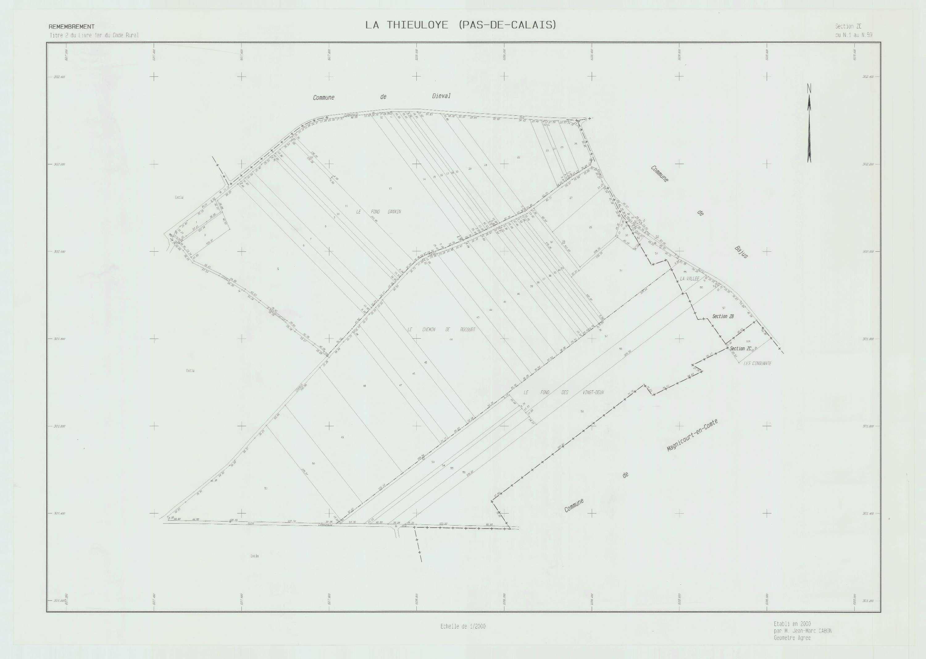 La Thieuloye - Plan de remembrement : section ZE.