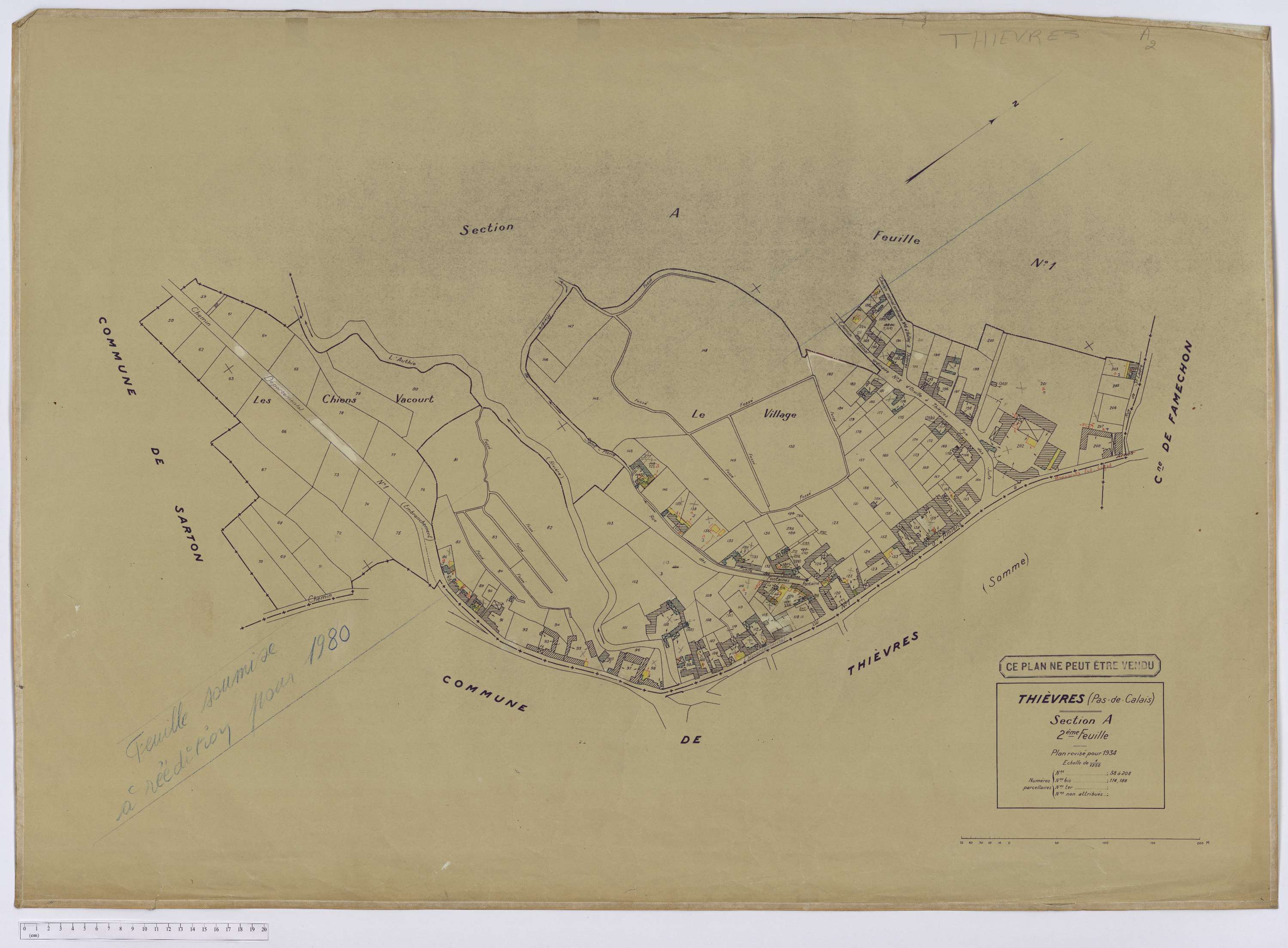 Thièvres - Section A, feuille 2.