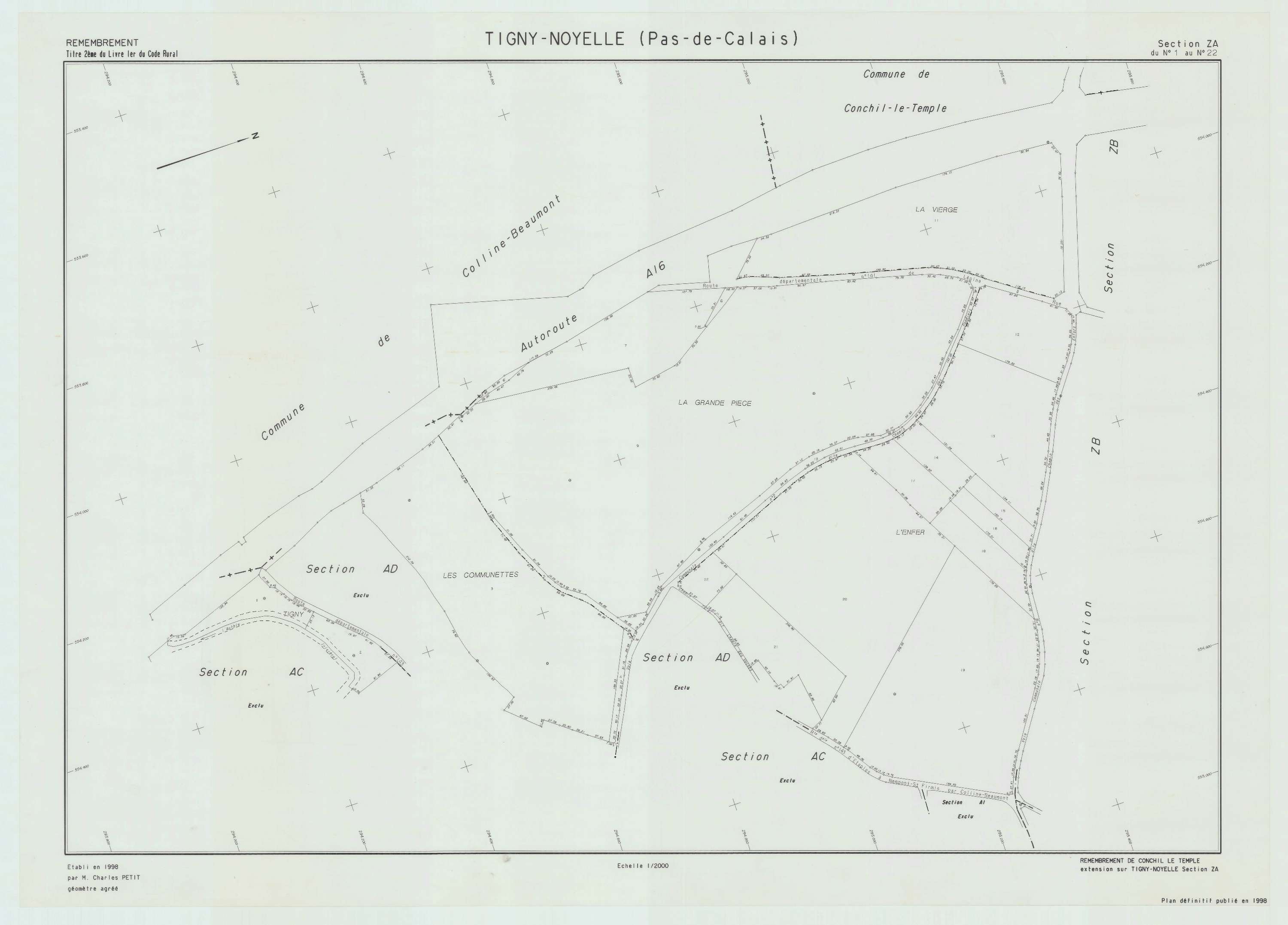 Tigny-Noyelle - Plan de remembrement : section ZA.