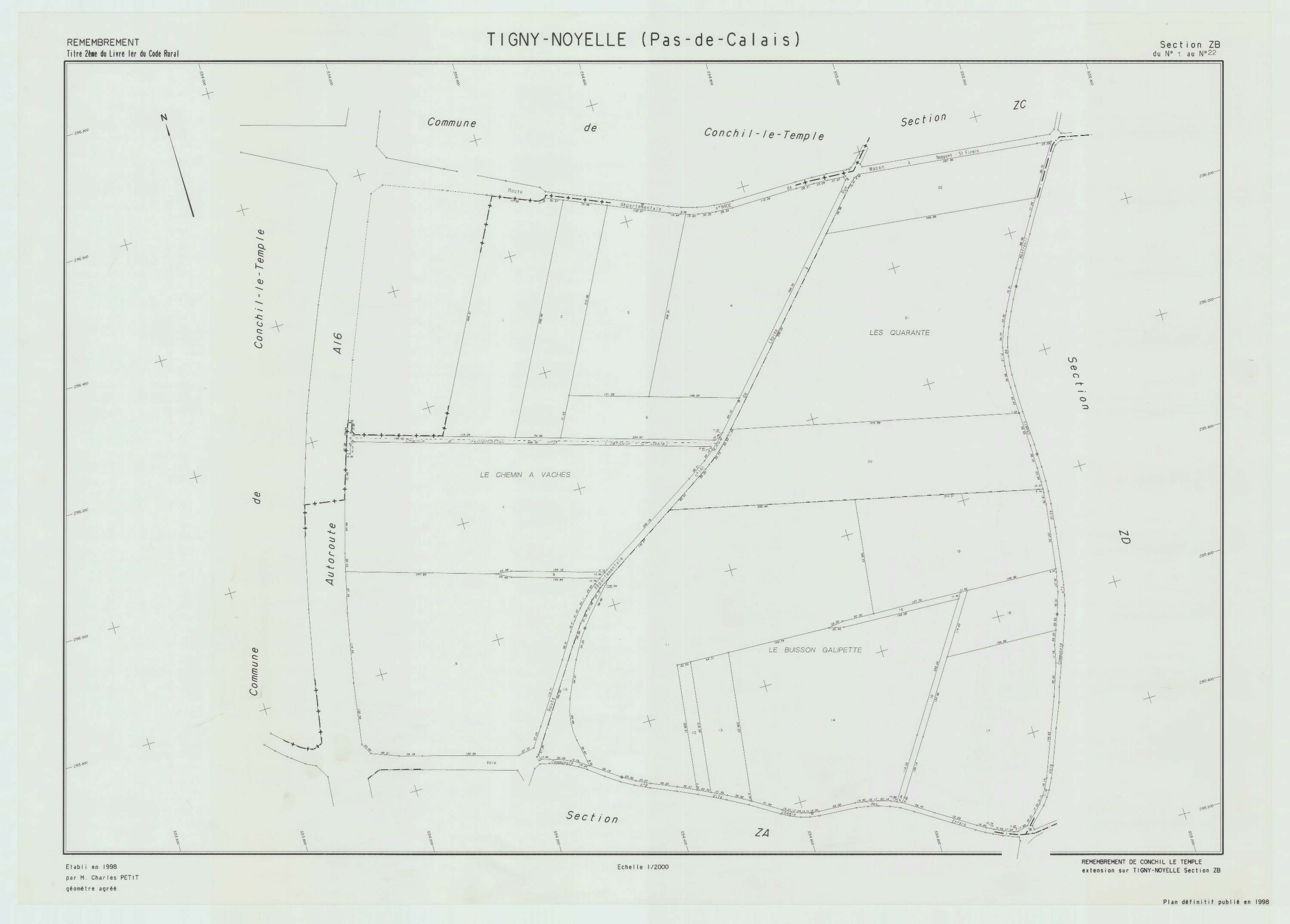 Tigny-Noyelle - Plan de remembrement : section ZB.