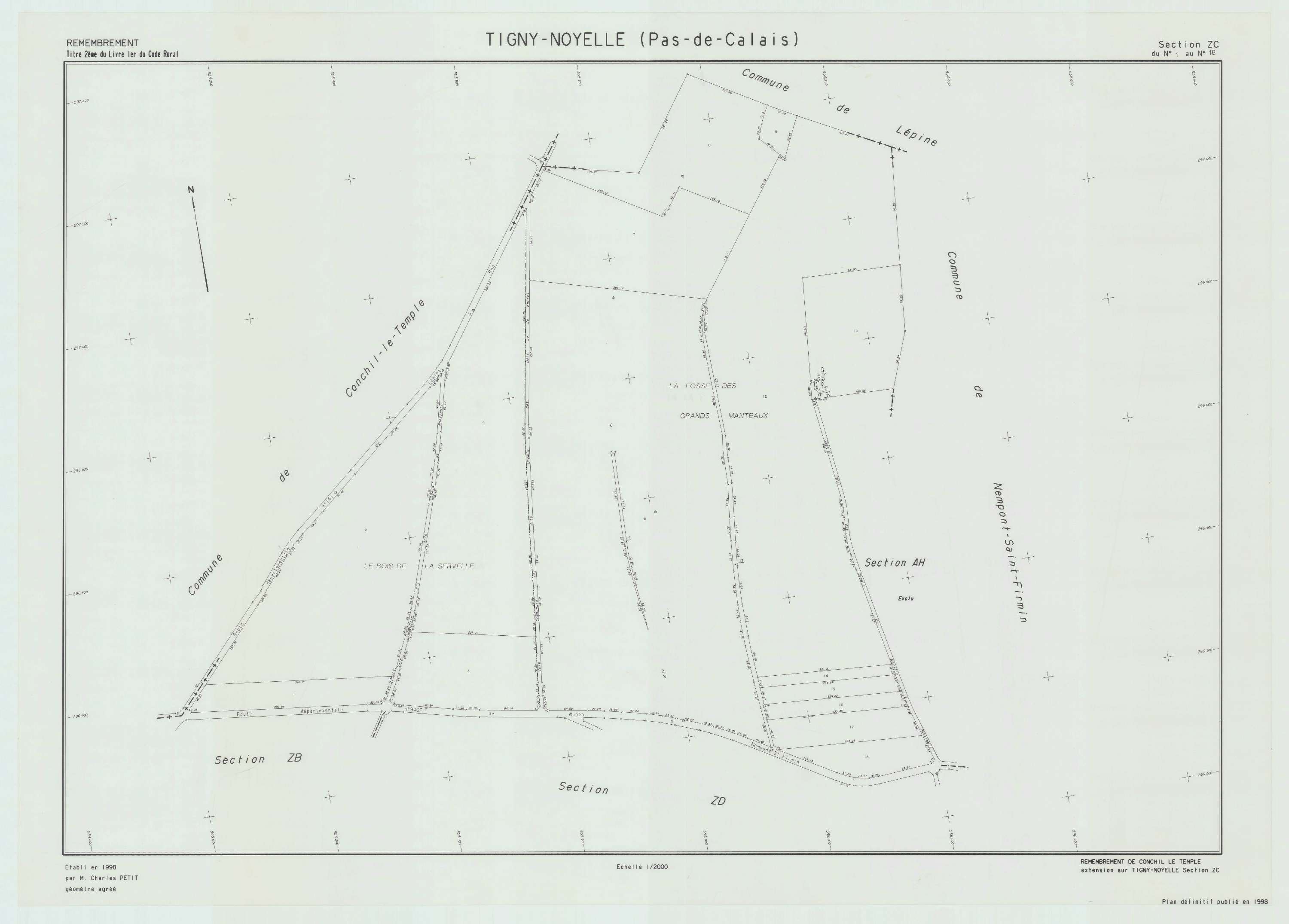 Tigny-Noyelle - Plan de remembrement : section ZC.