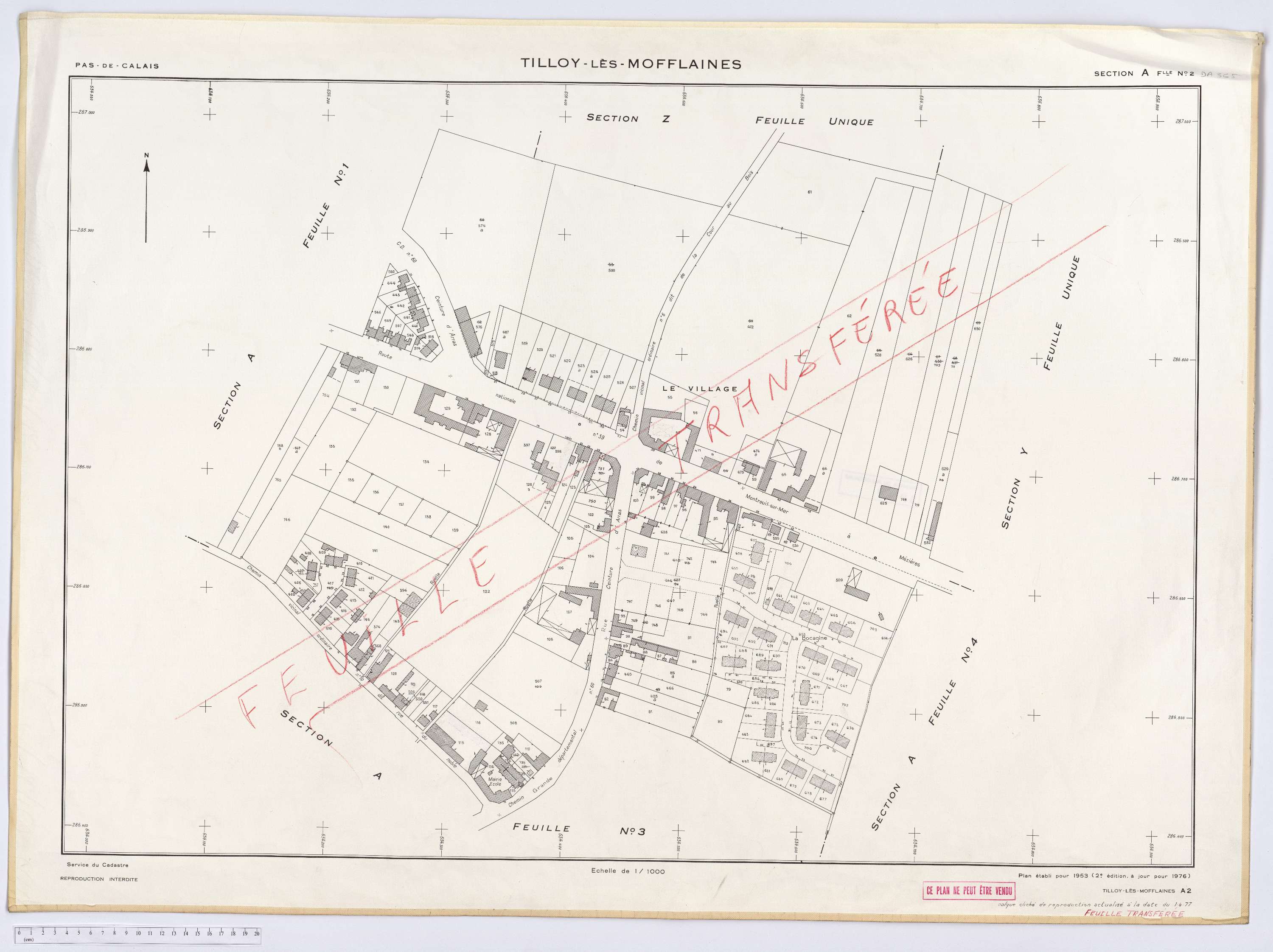 Tilloy-lès-Mofflaines - Section A, feuille 2.