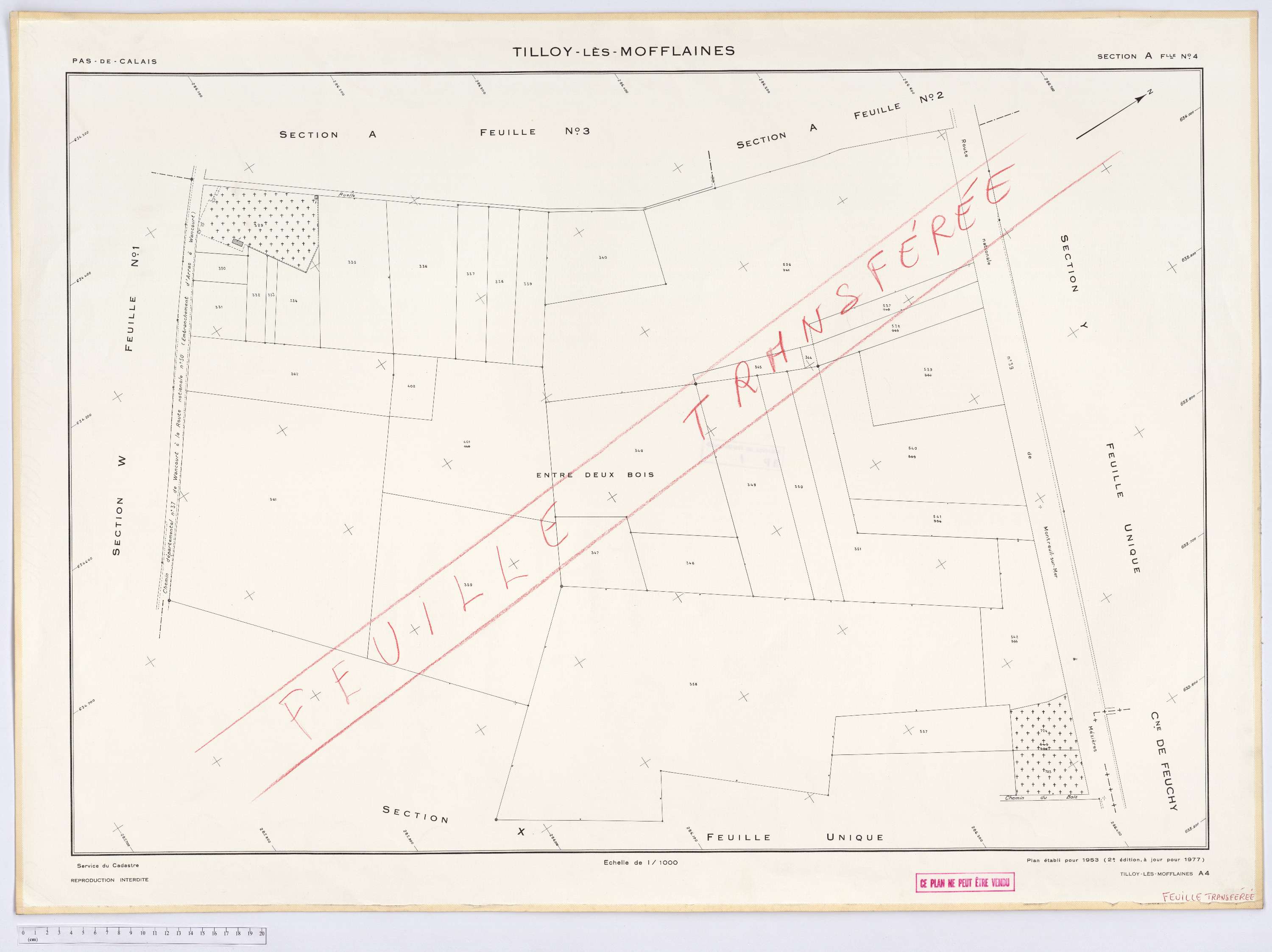 Tilloy-lès-Mofflaines - Section A, feuille 4.
