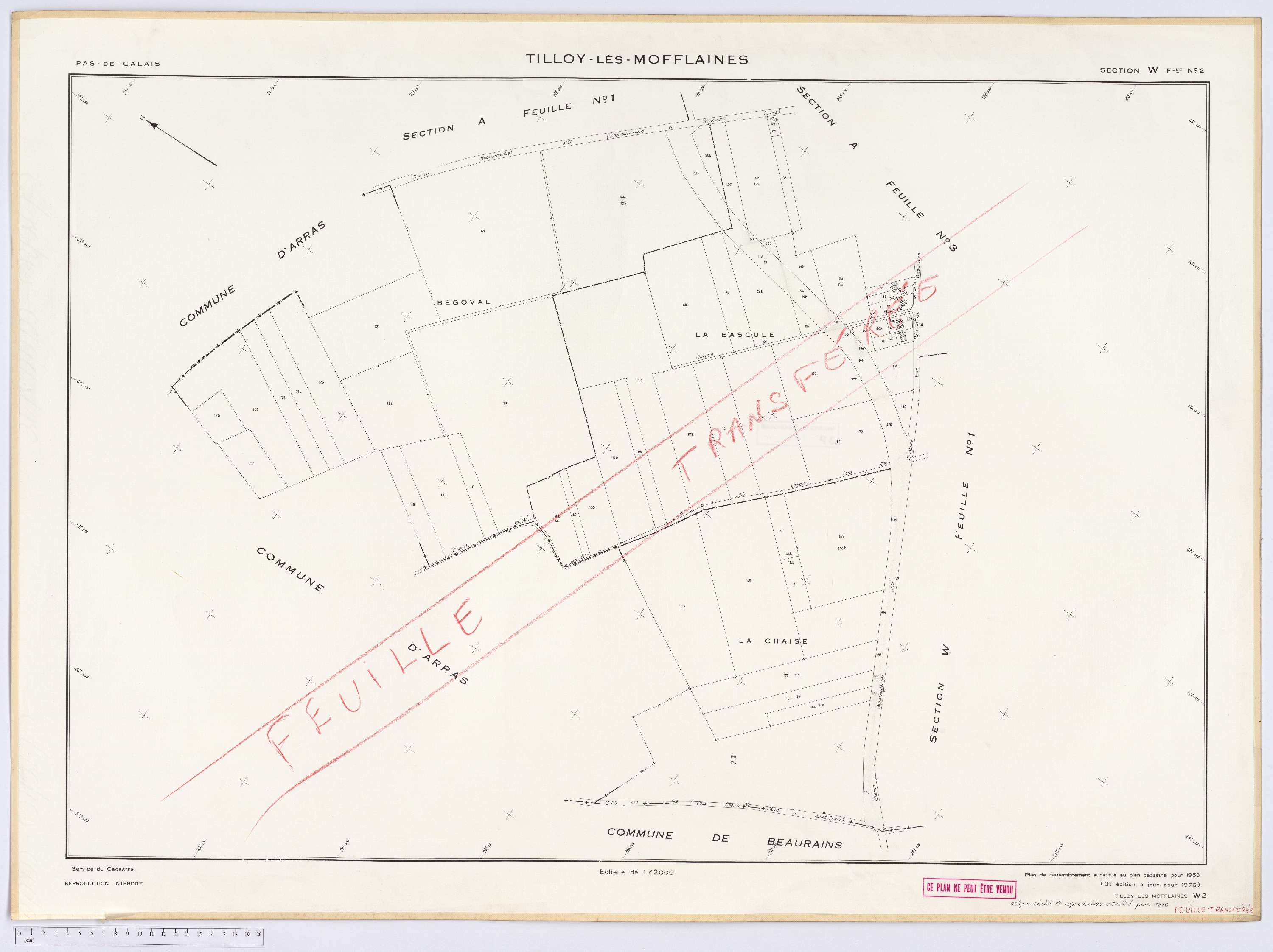 Tilloy-lès-Mofflaines - Section W, feuille 2.