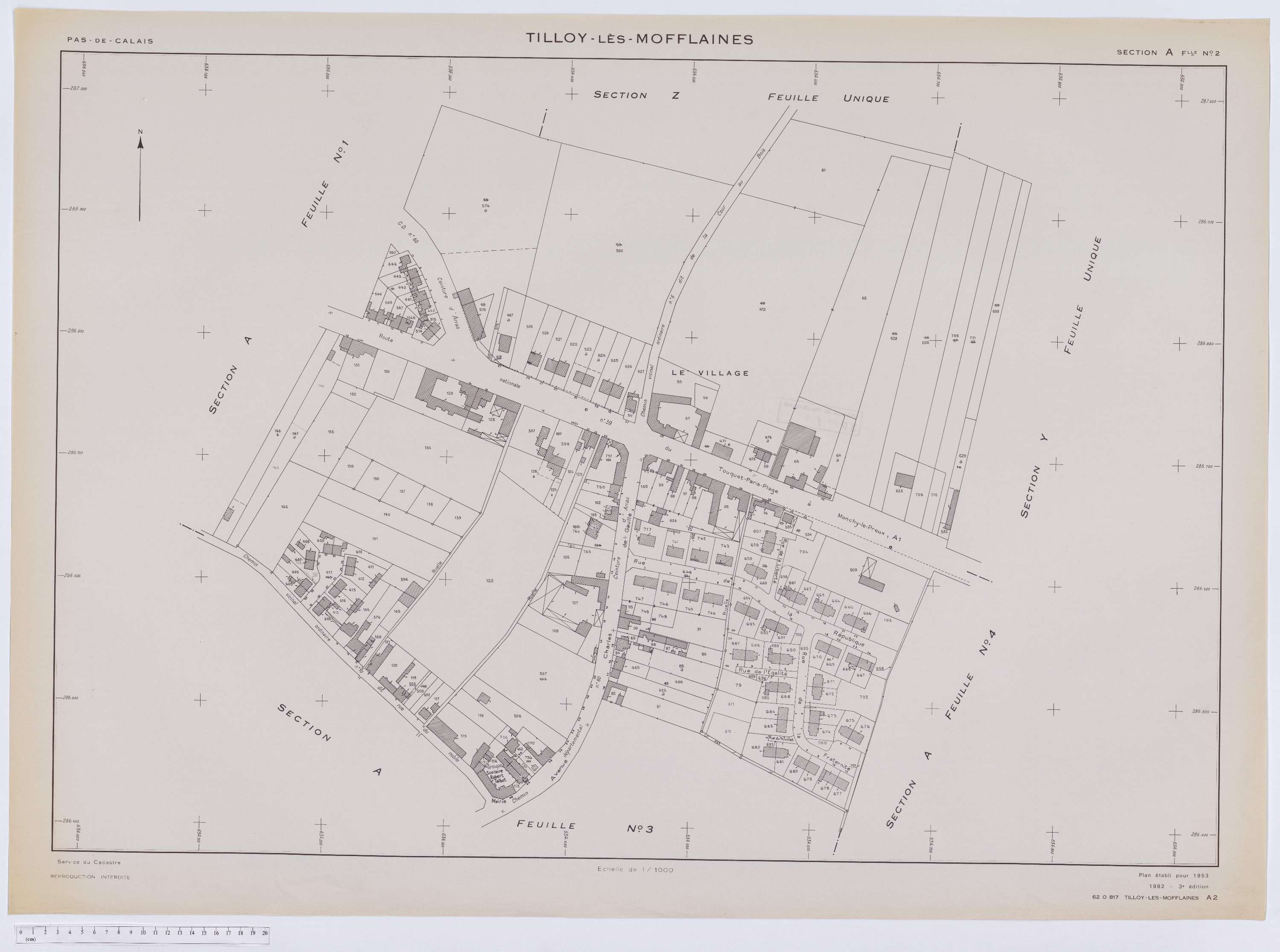 Tilloy-lès-Mofflaines - Section A, feuille 2.