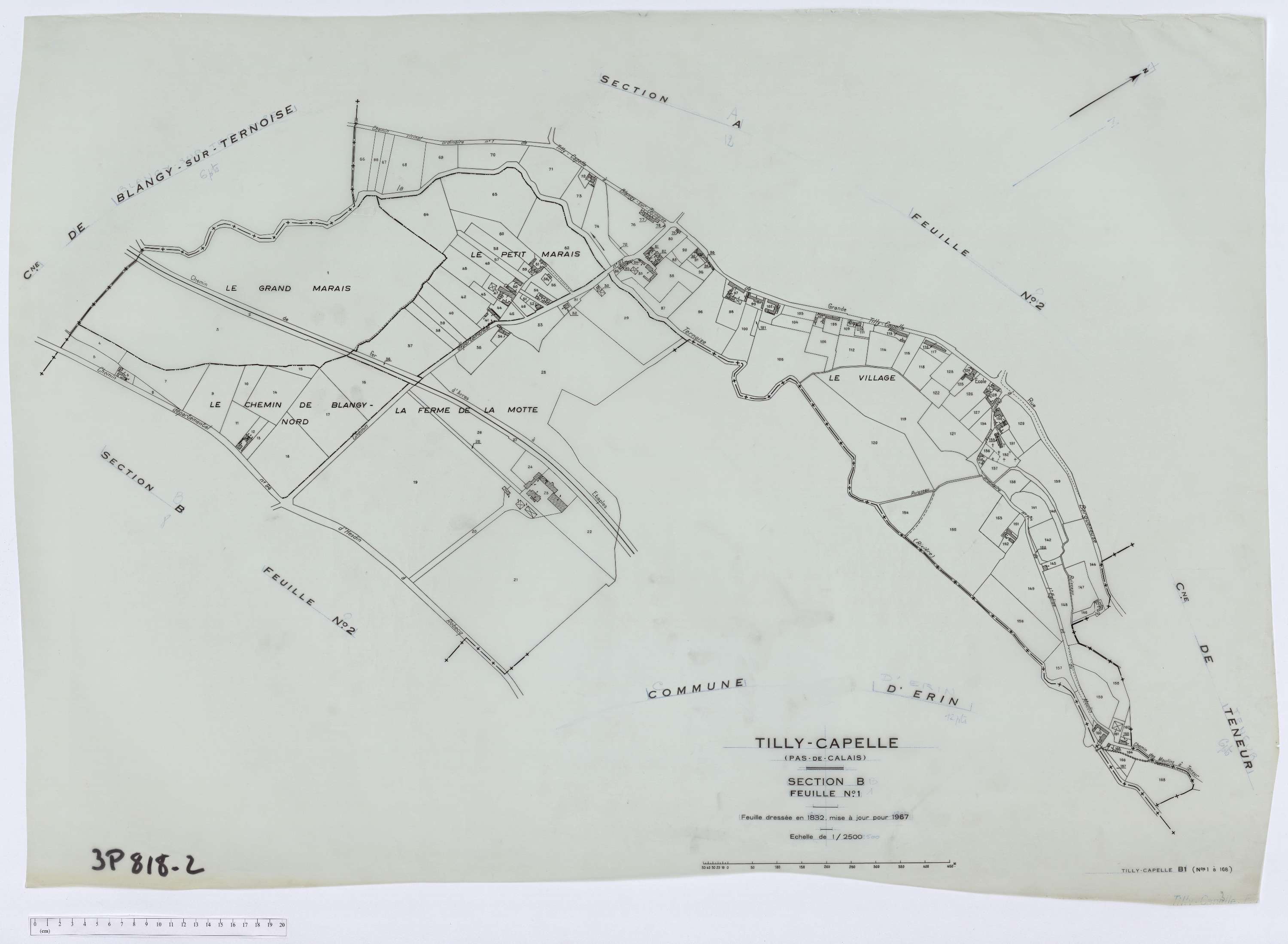 Tilly-Capelle - Section B, feuille 1.