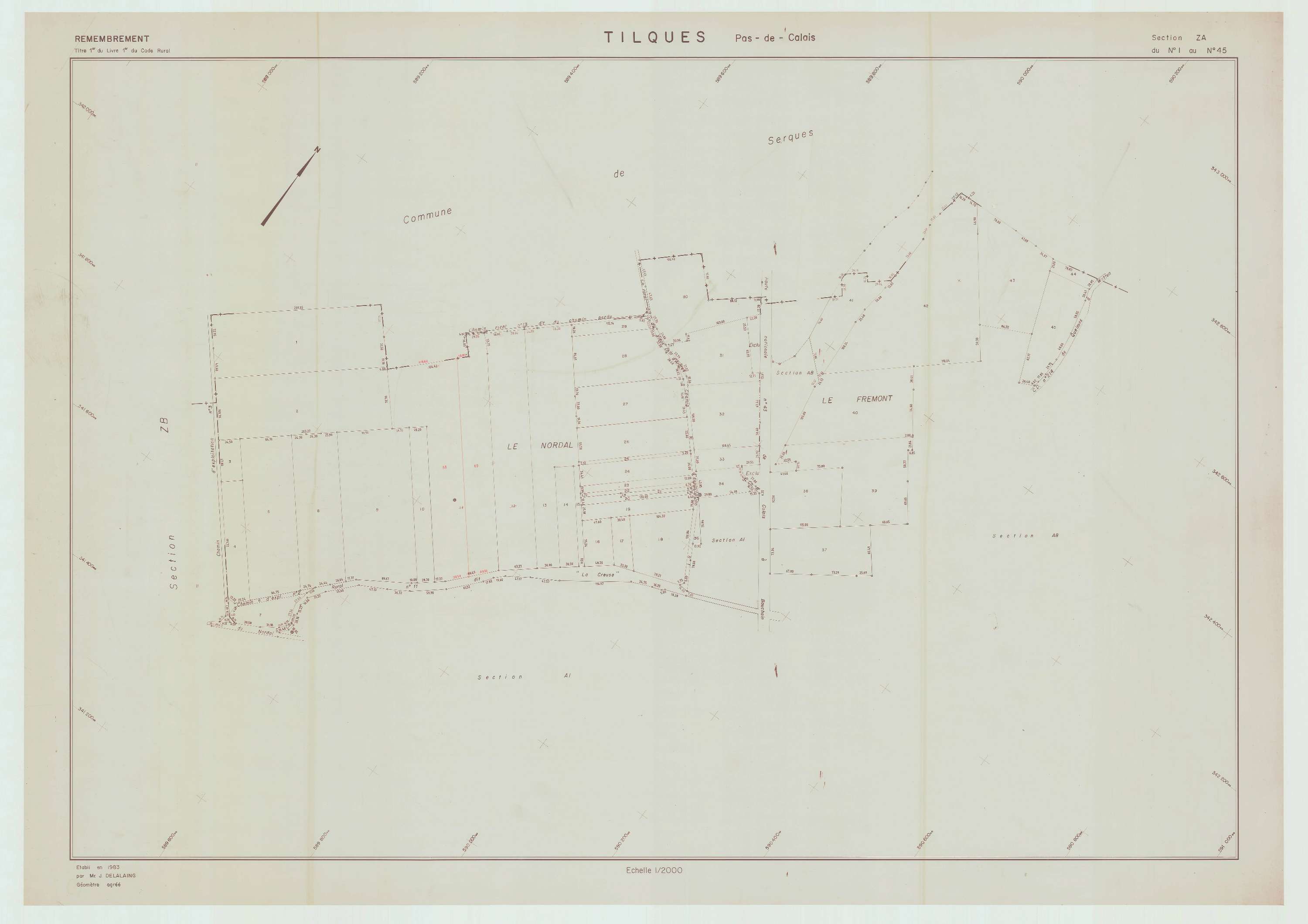 Tilques - Plan de remembrement : section ZA.