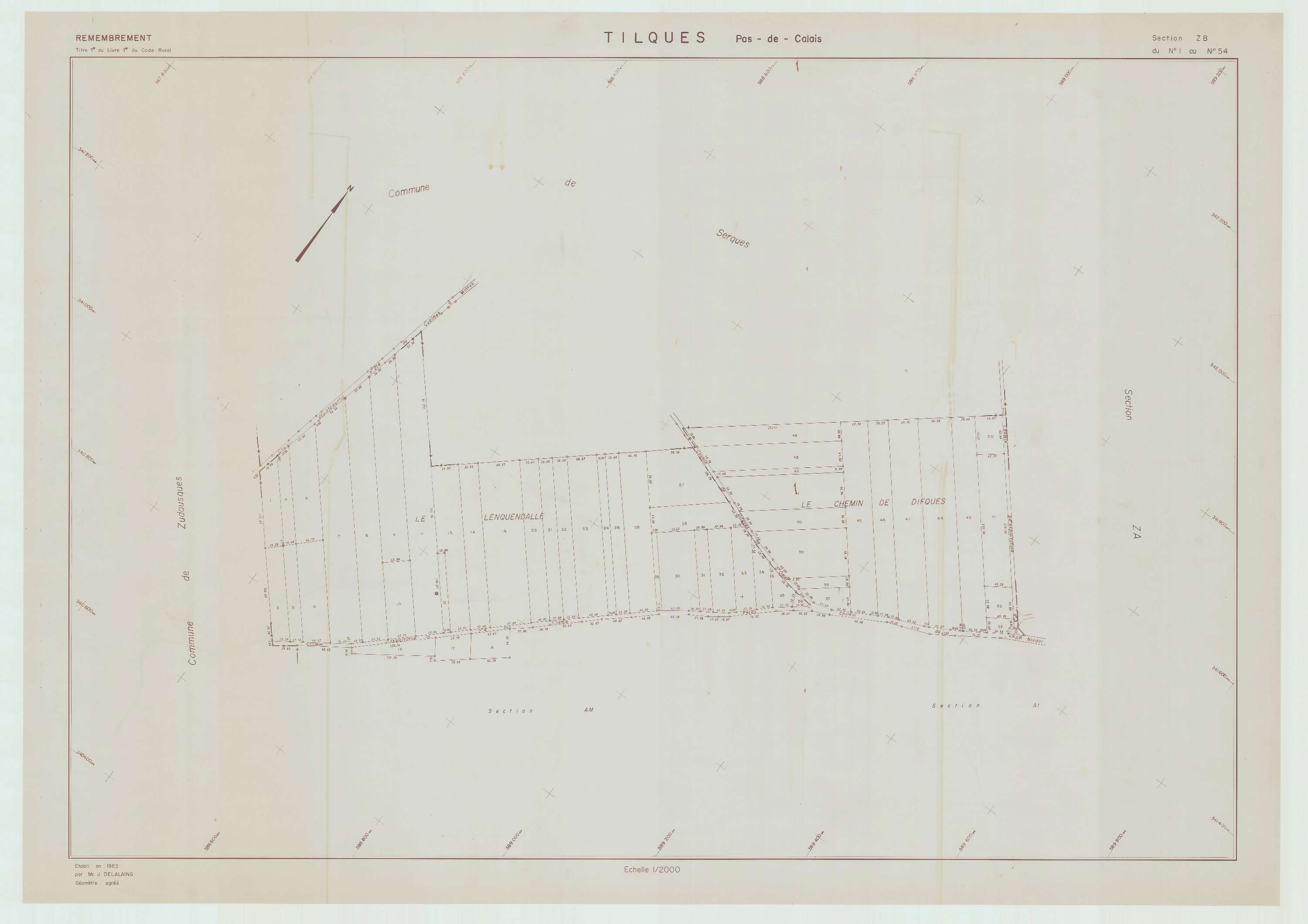 Tilques - Plan de remembrement : section ZB.