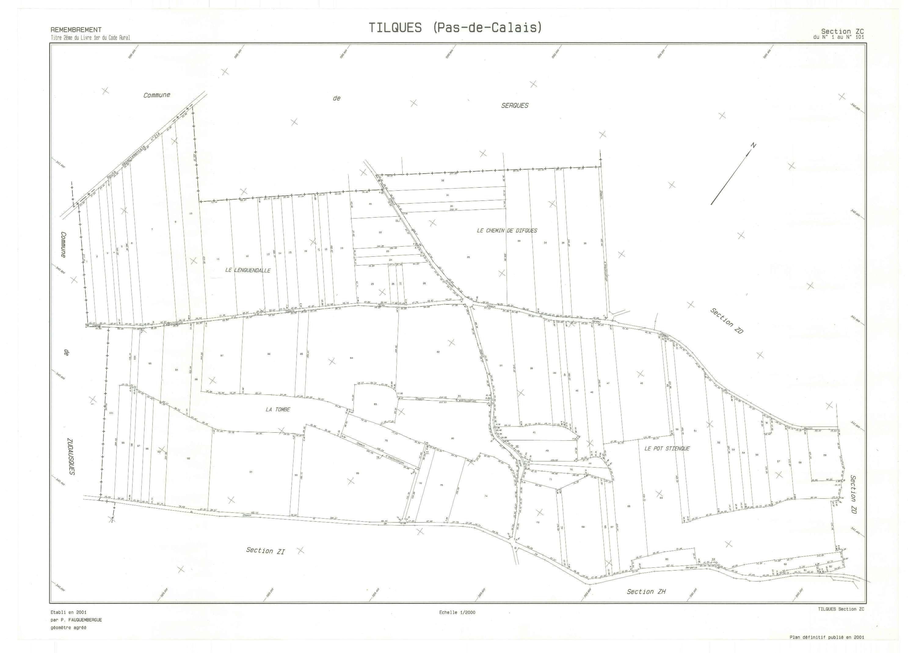 Tilques - Plan de remembrement : section ZC.
