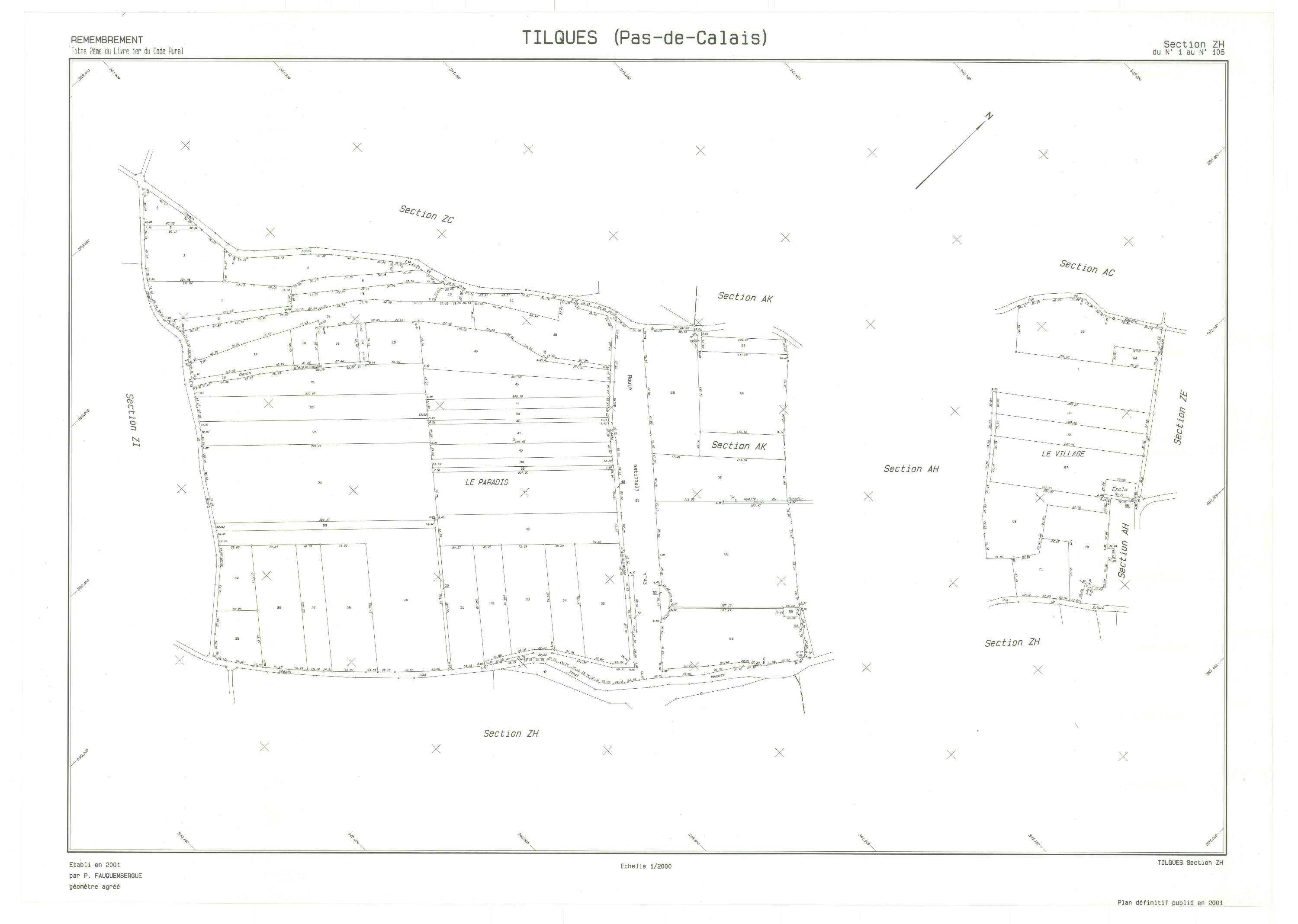 Tilques - Plan de remembrement : section ZH.
