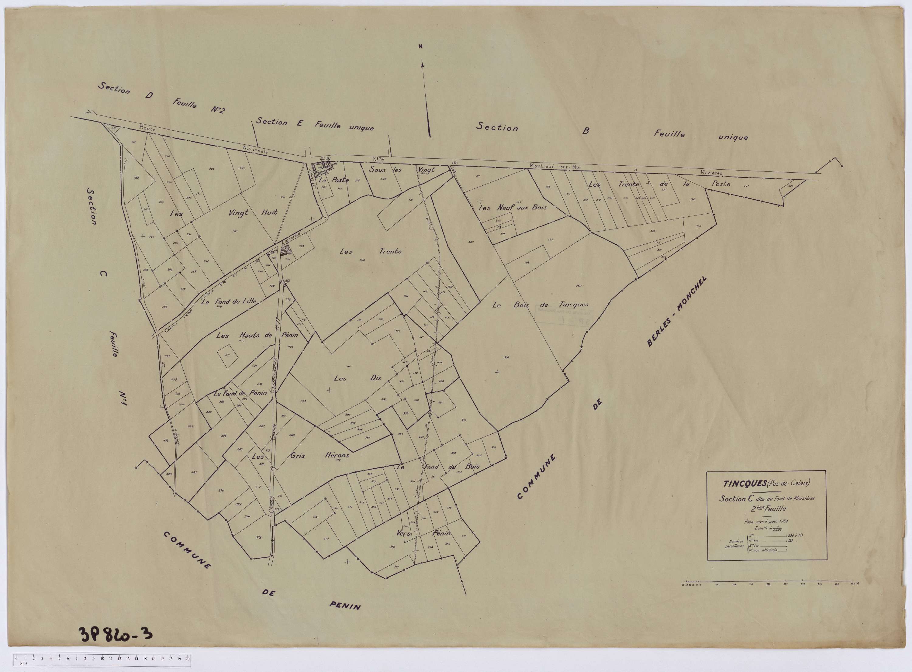 Tincques - Section C, feuille 2.