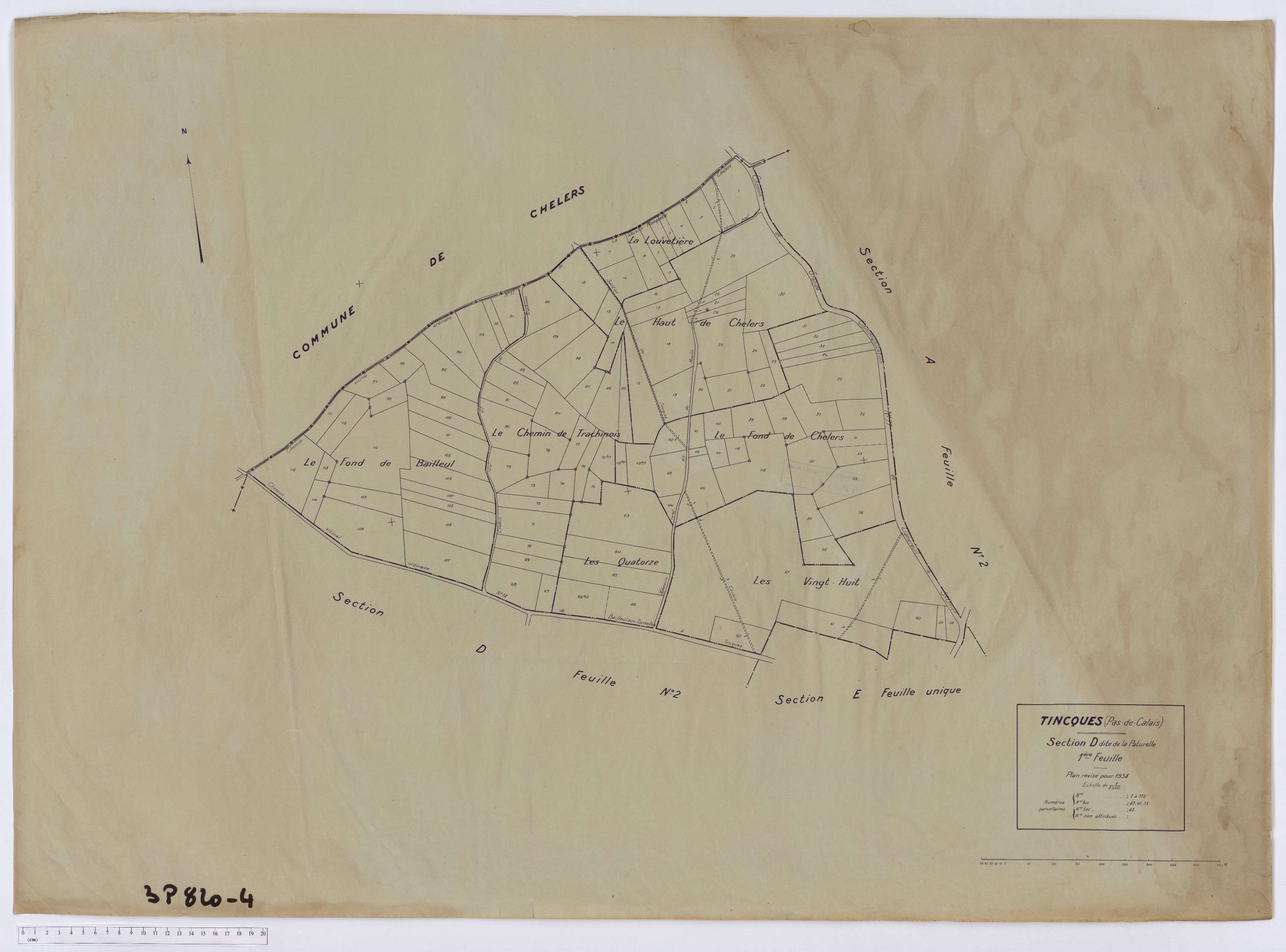 Tincques - Section D, feuille 1.