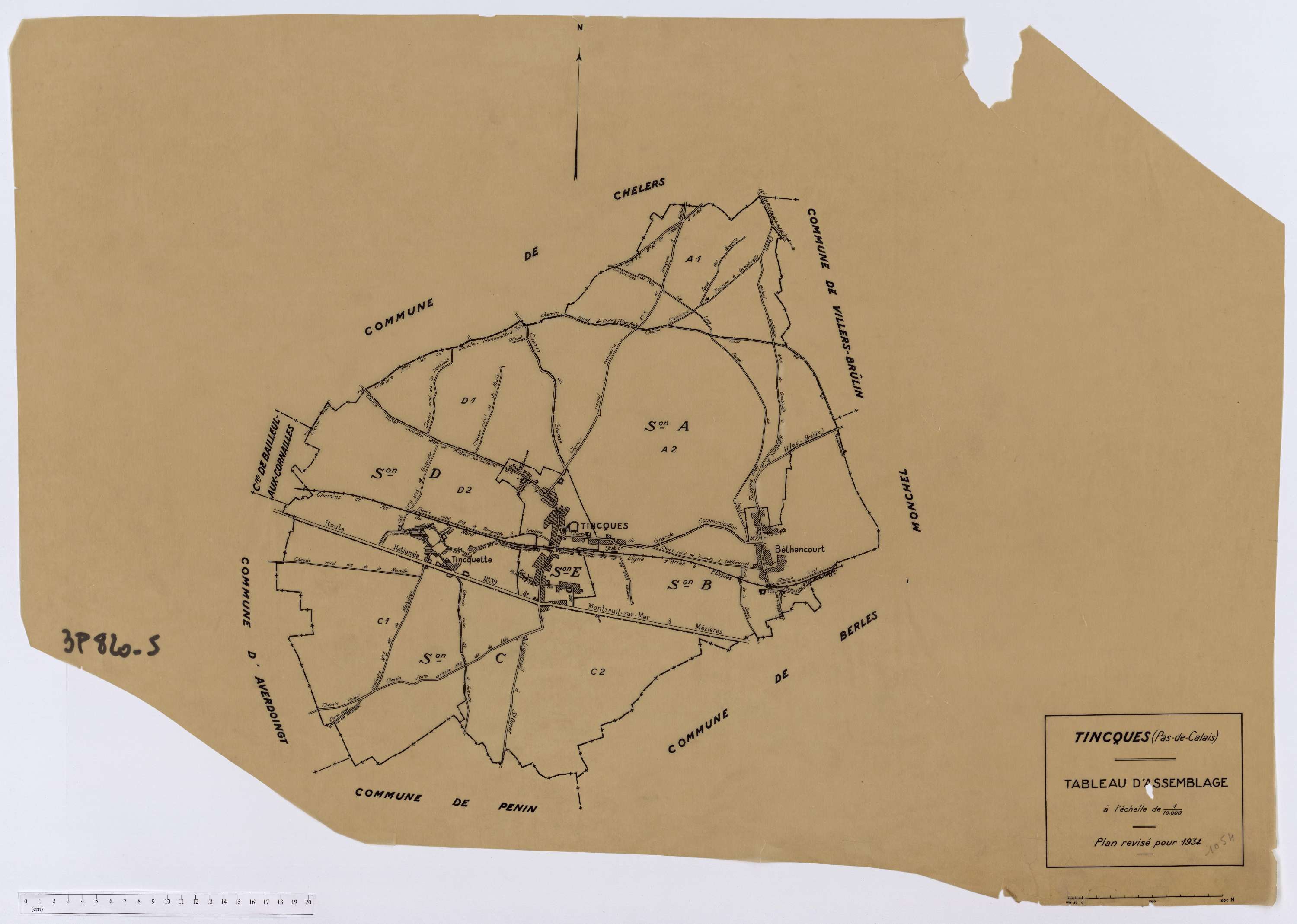 Tincques - Section A, feuille 1.