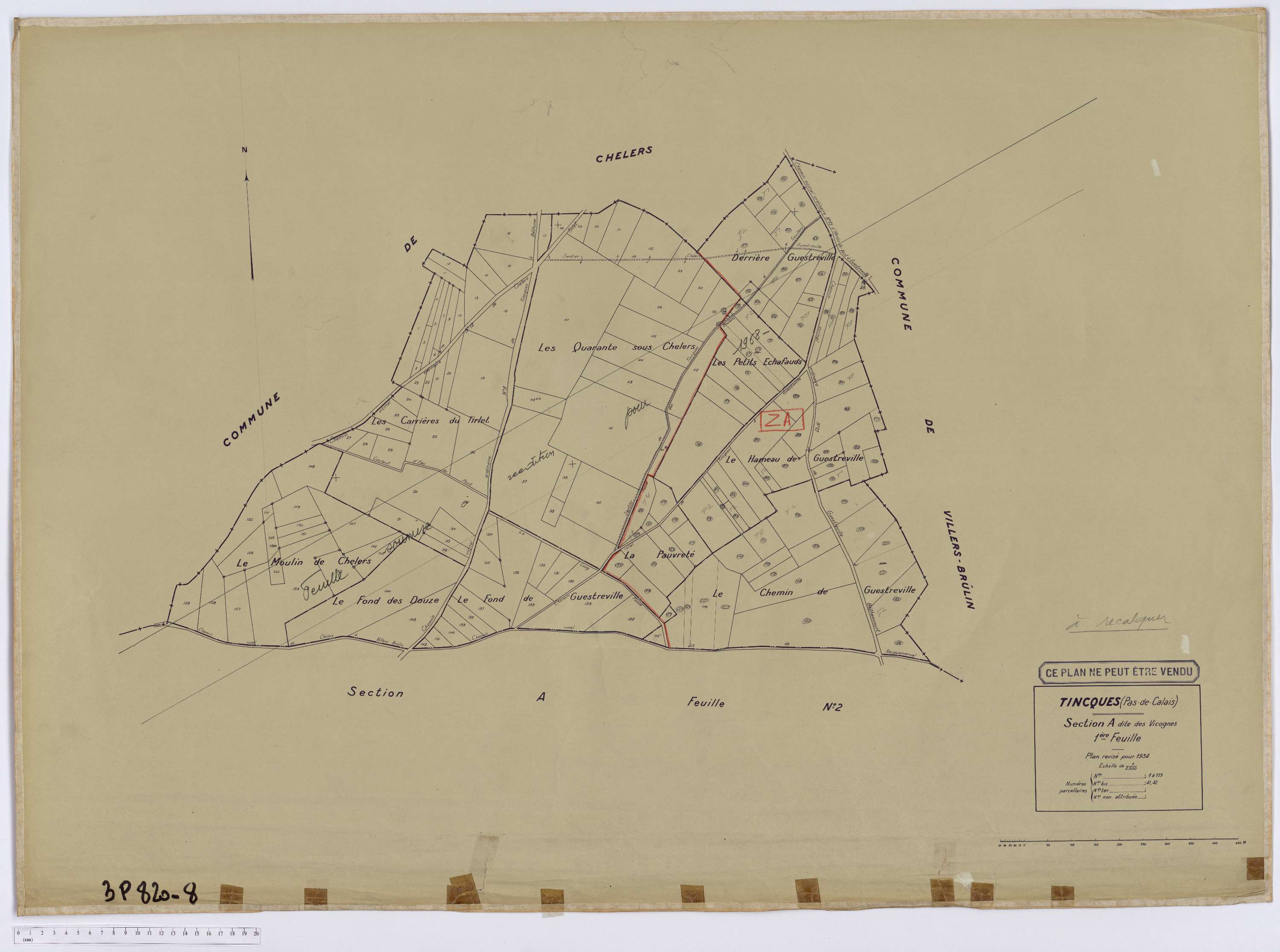 Tincques - Section A, feuille 1.