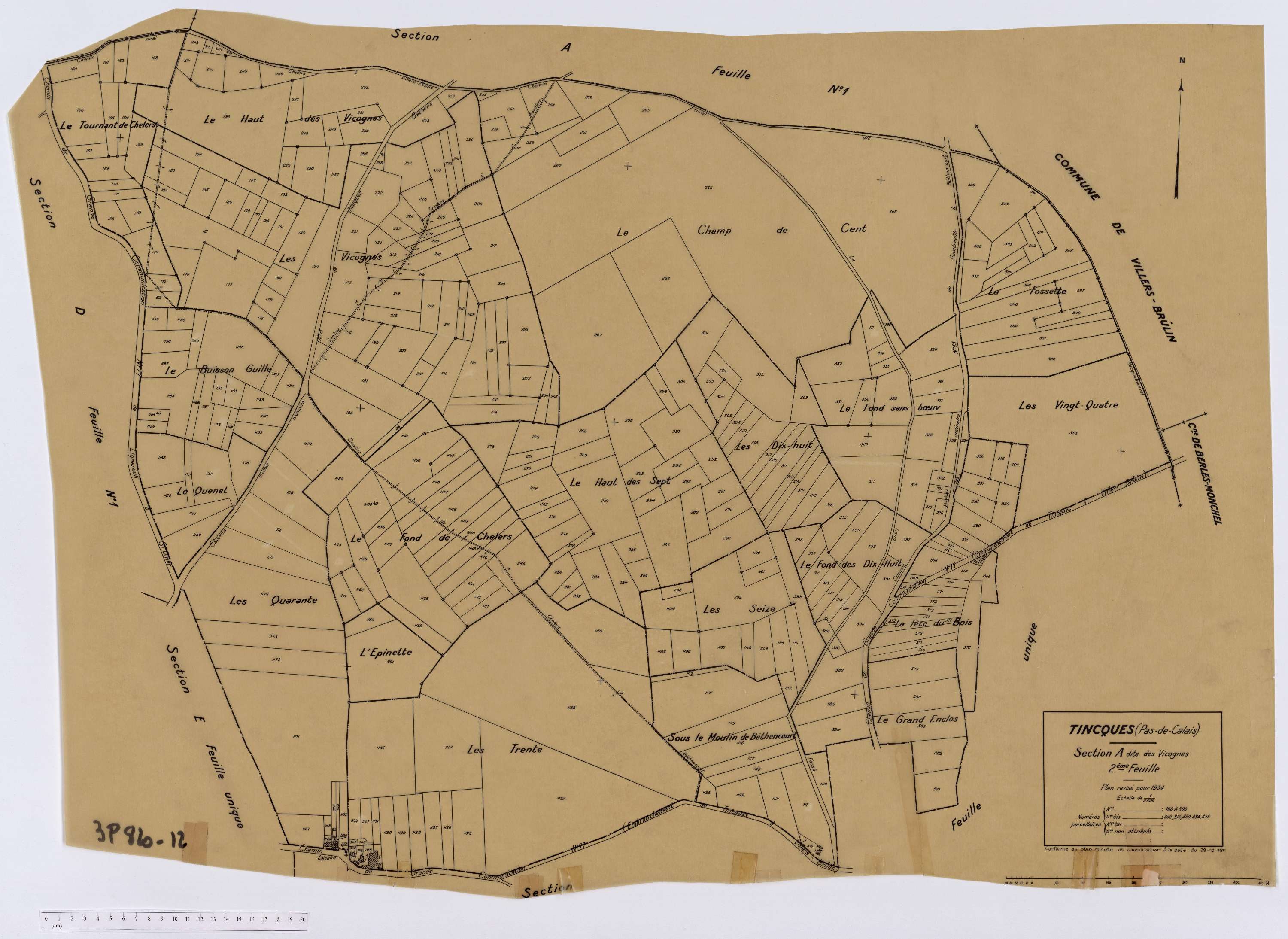 Tincques - Section A, feuille 2.
