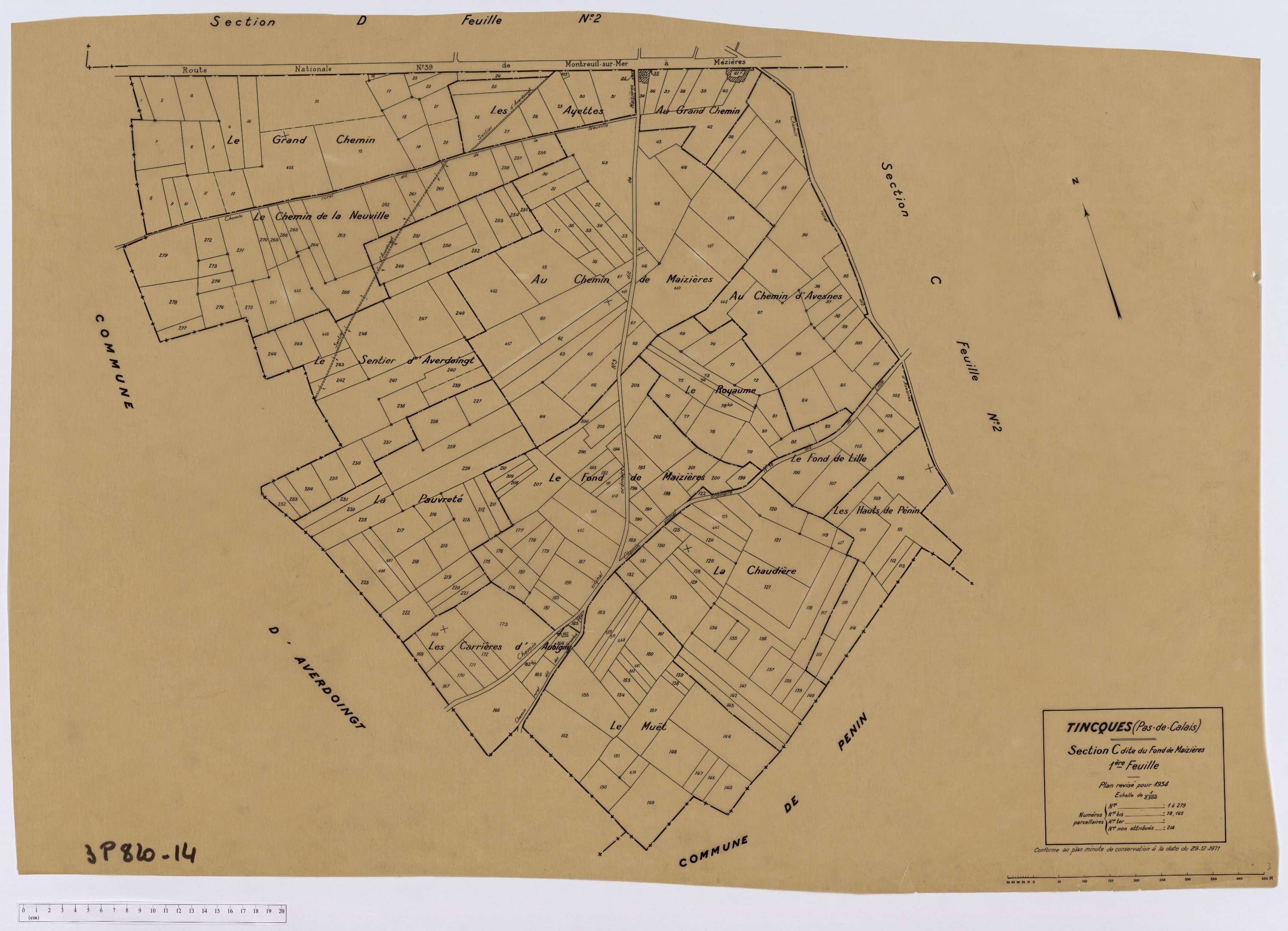 Tincques - Section C, feuille 1.