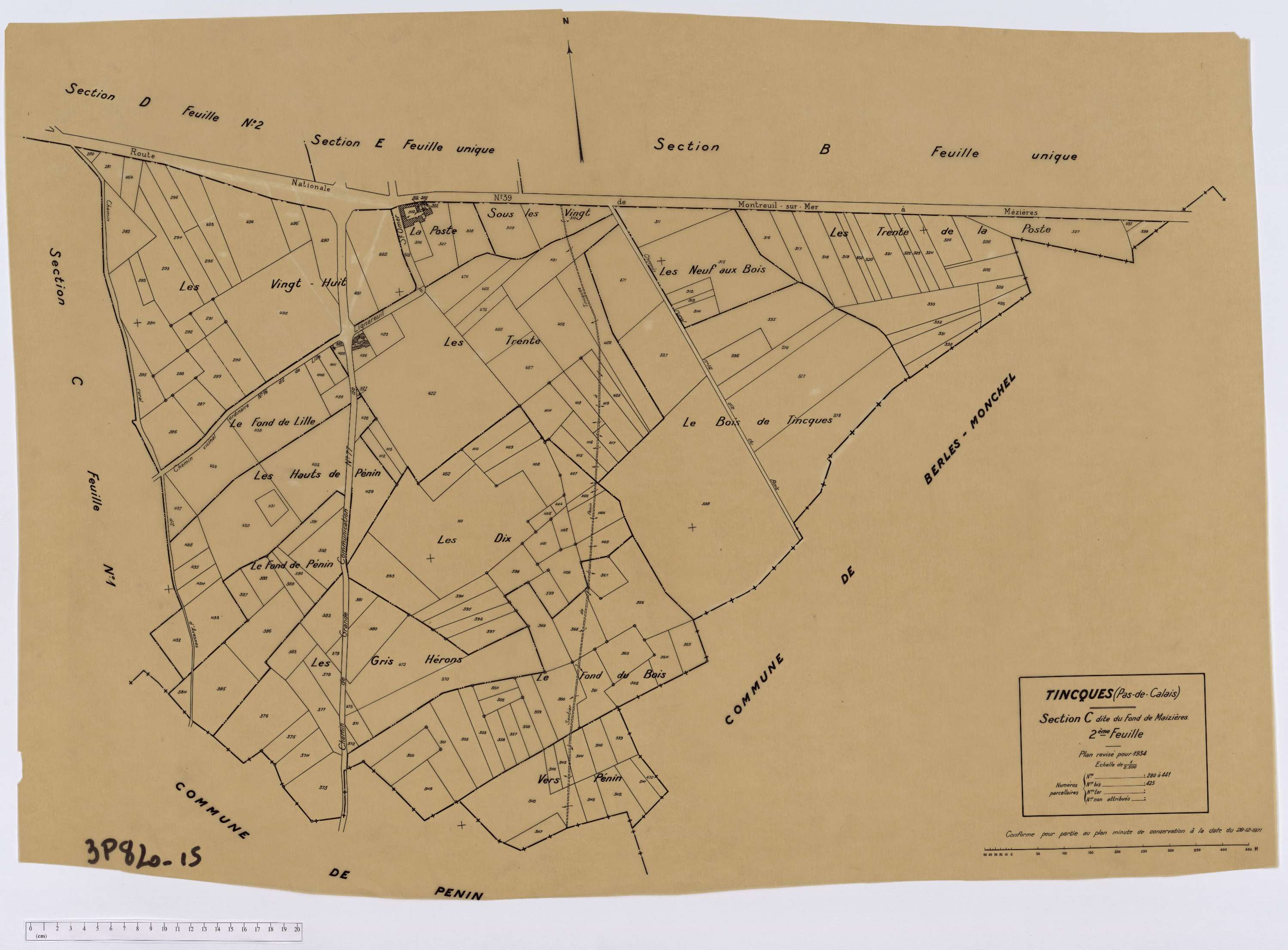 Tincques - Section C, feuille 2.