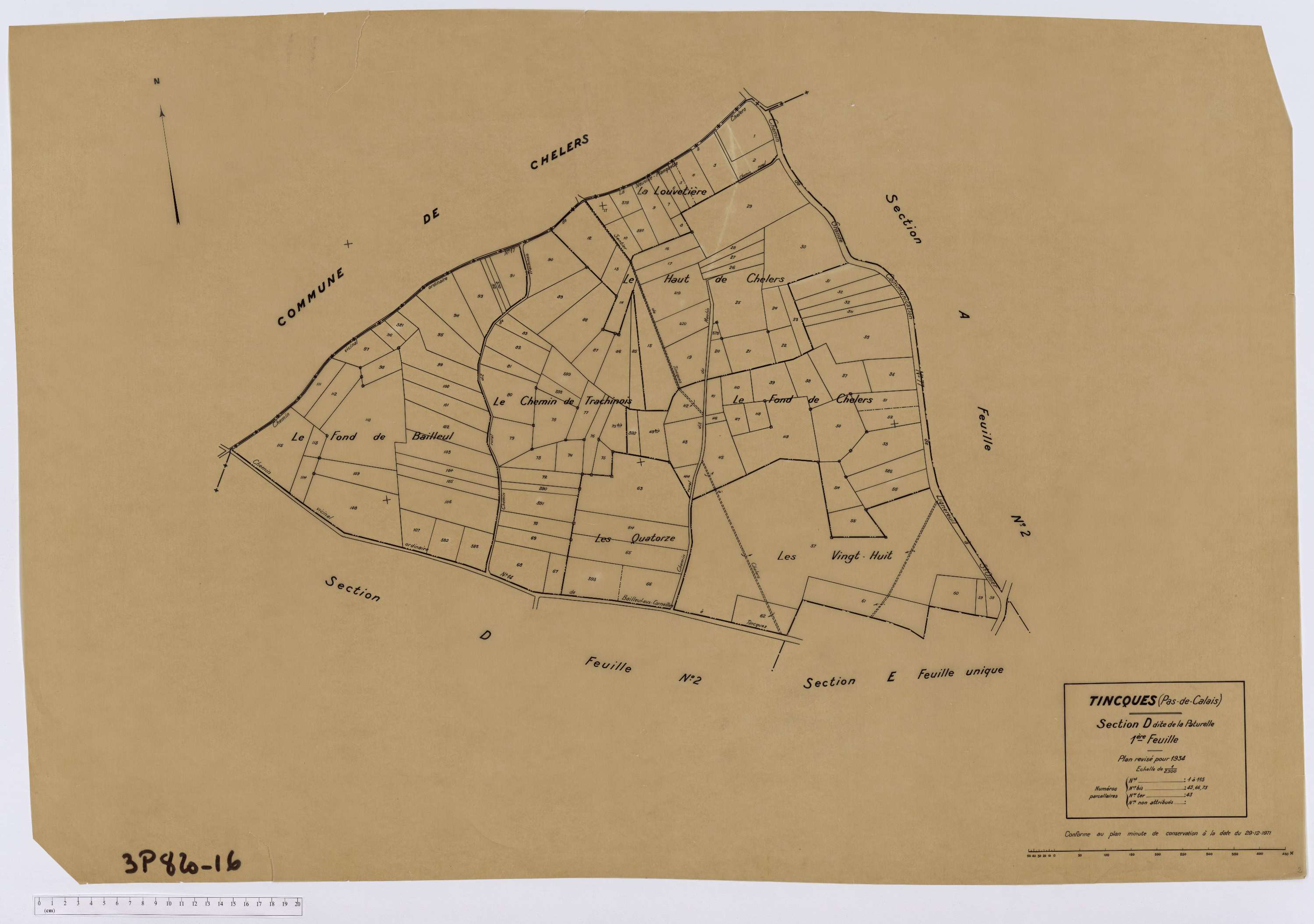 Tincques - Section D, feuille 1.