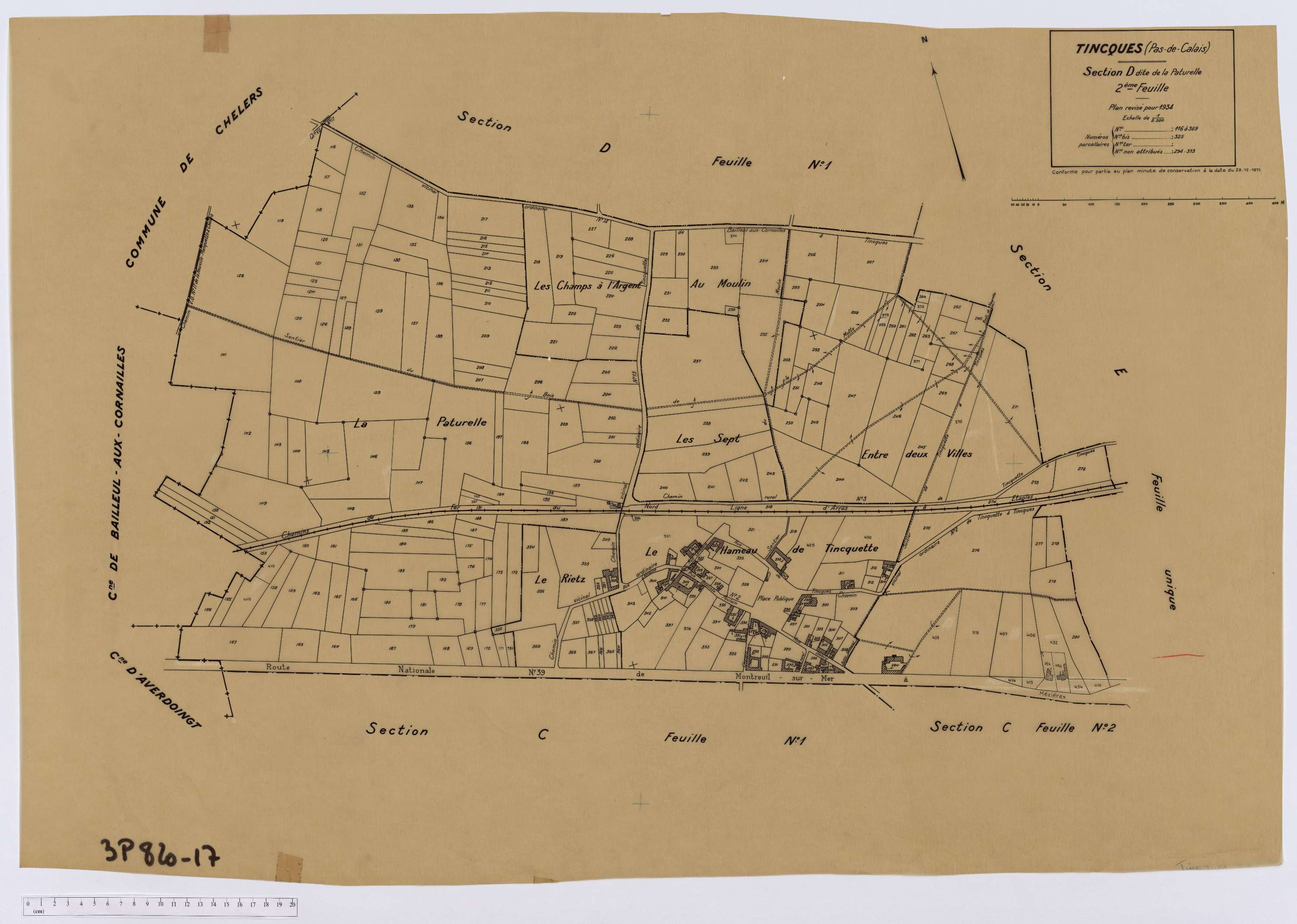 Tincques - Section D, feuille 2.