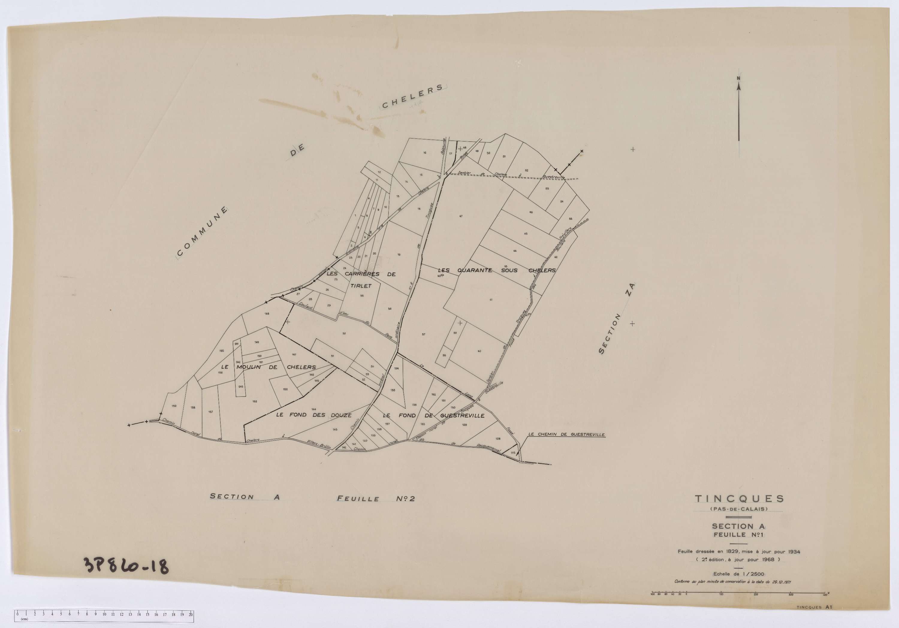 Tincques - Section A, feuille 1.