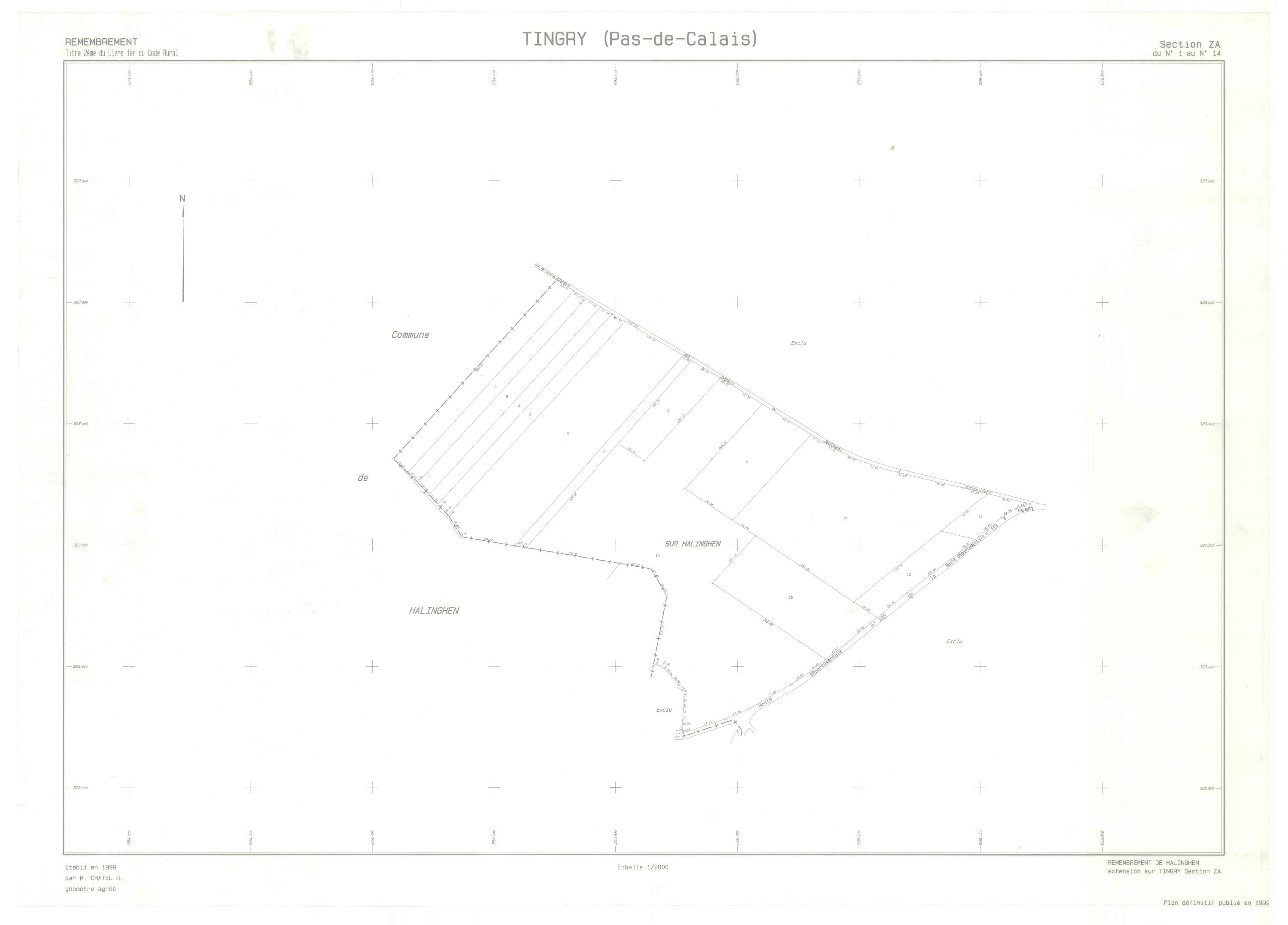 Tingry - Plan de remembrement : section ZA.