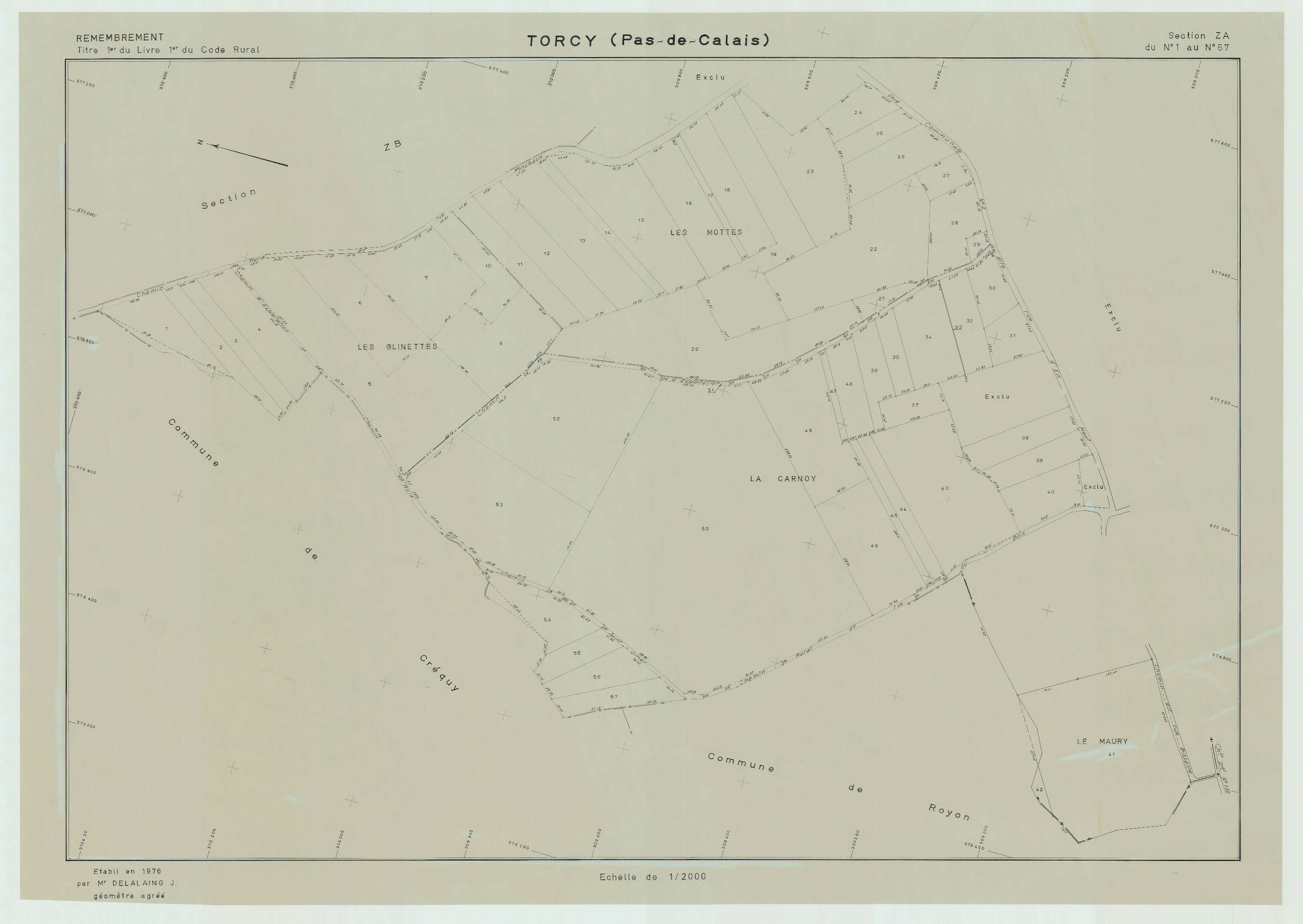 Torcy - Plan de remembrement : section ZA.