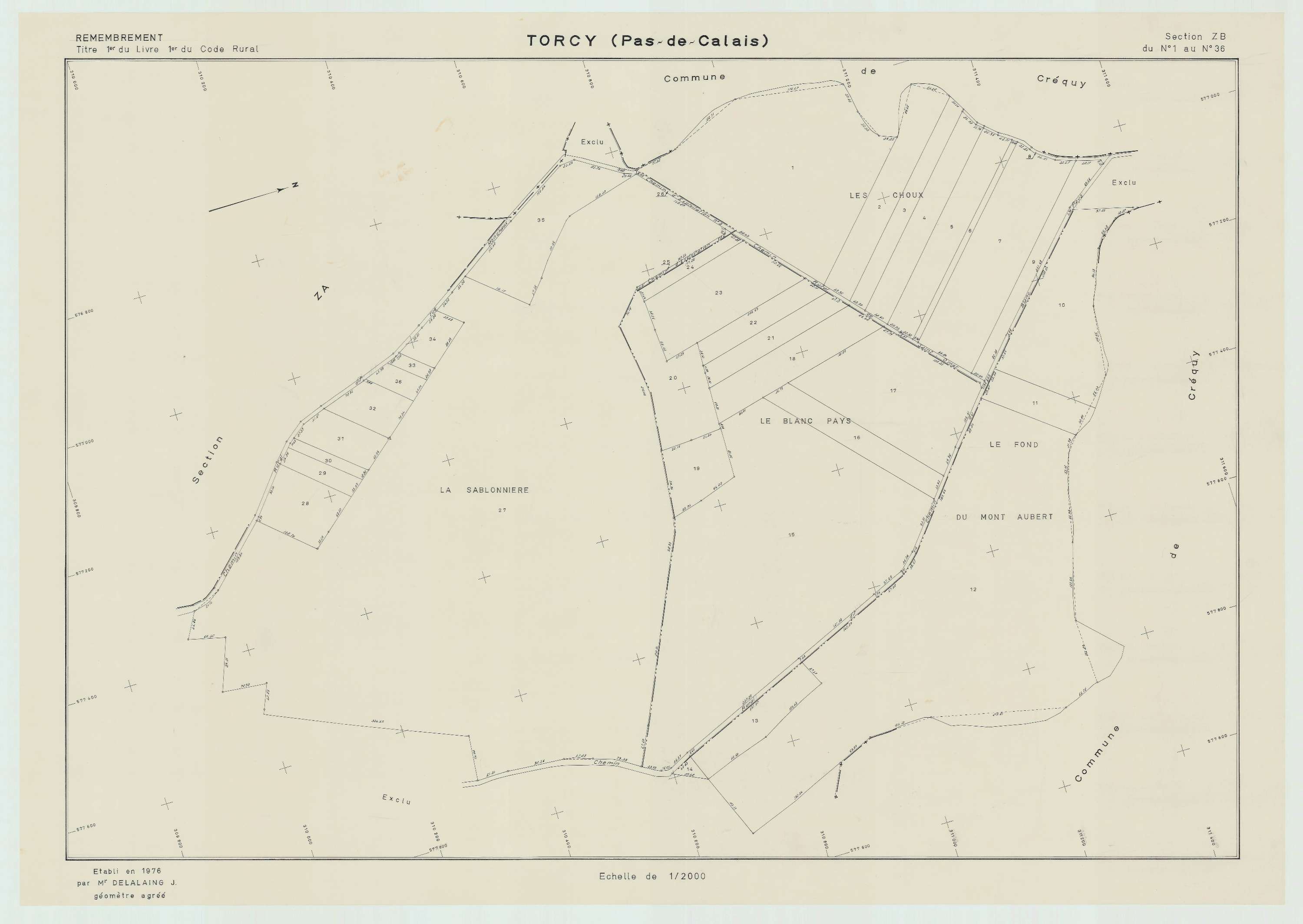 Torcy - Plan de remembrement : section ZB.