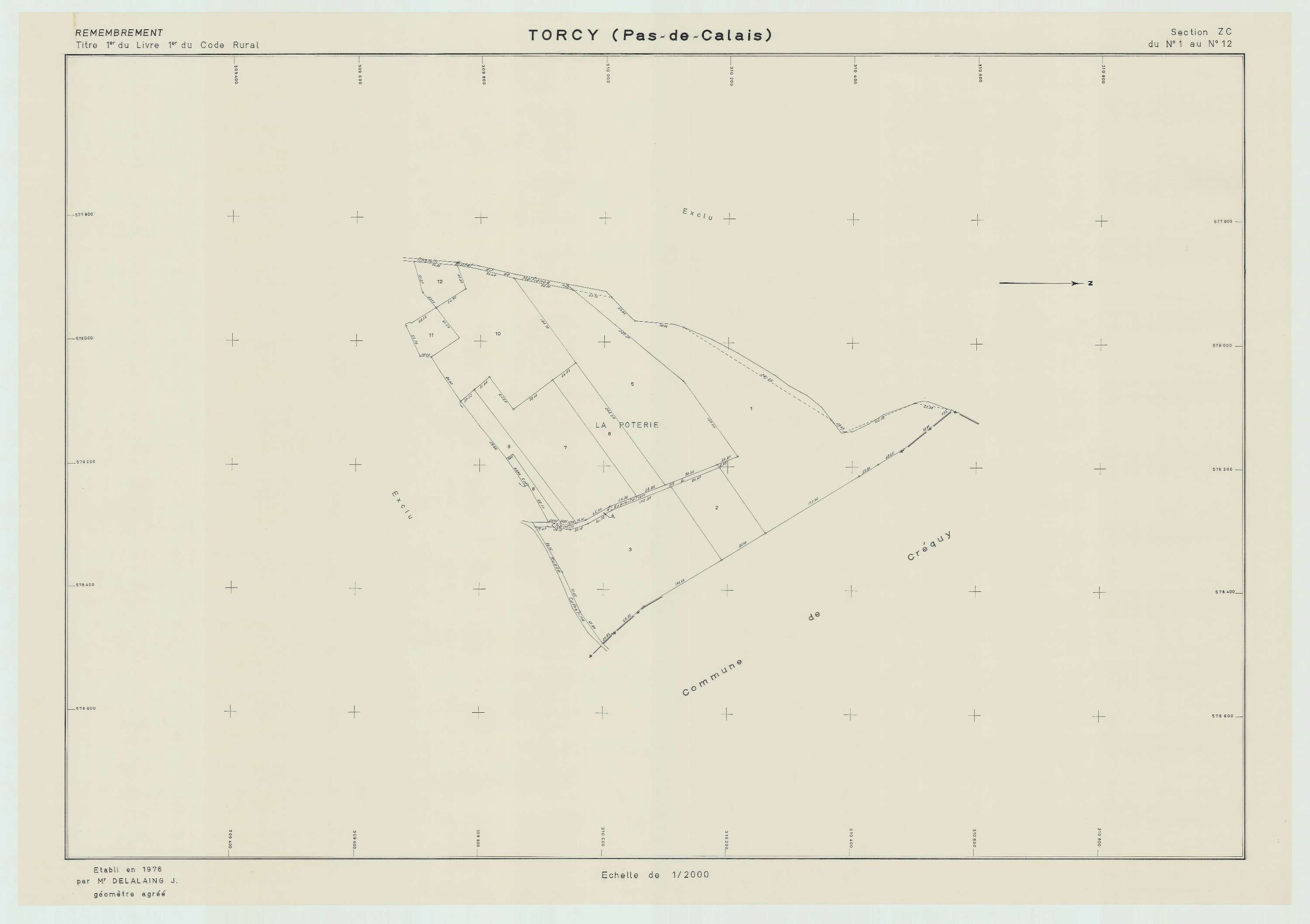 Torcy - Plan de remembrement : section ZC.