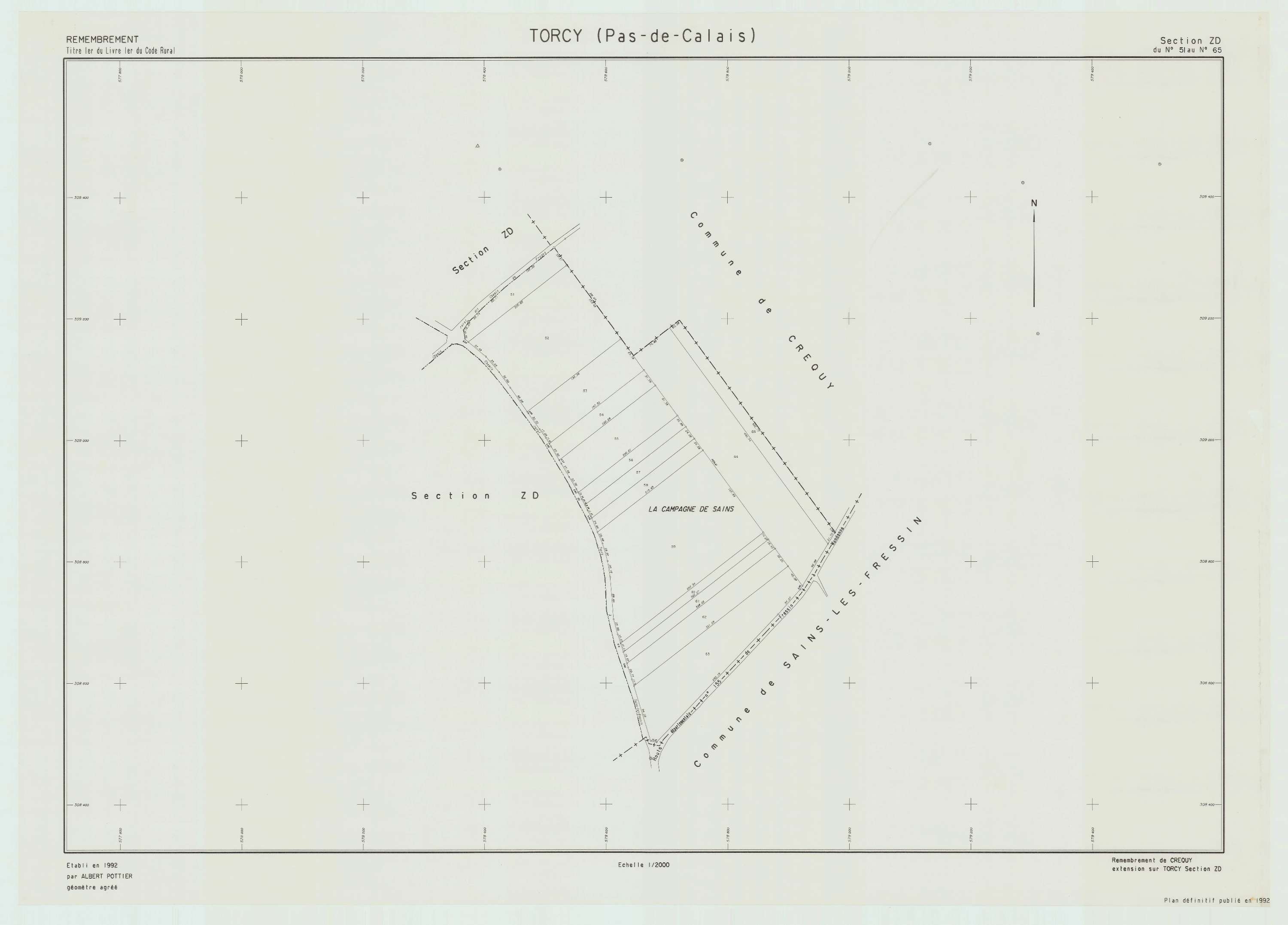 Torcy - Plan de remembrement : section ZD.