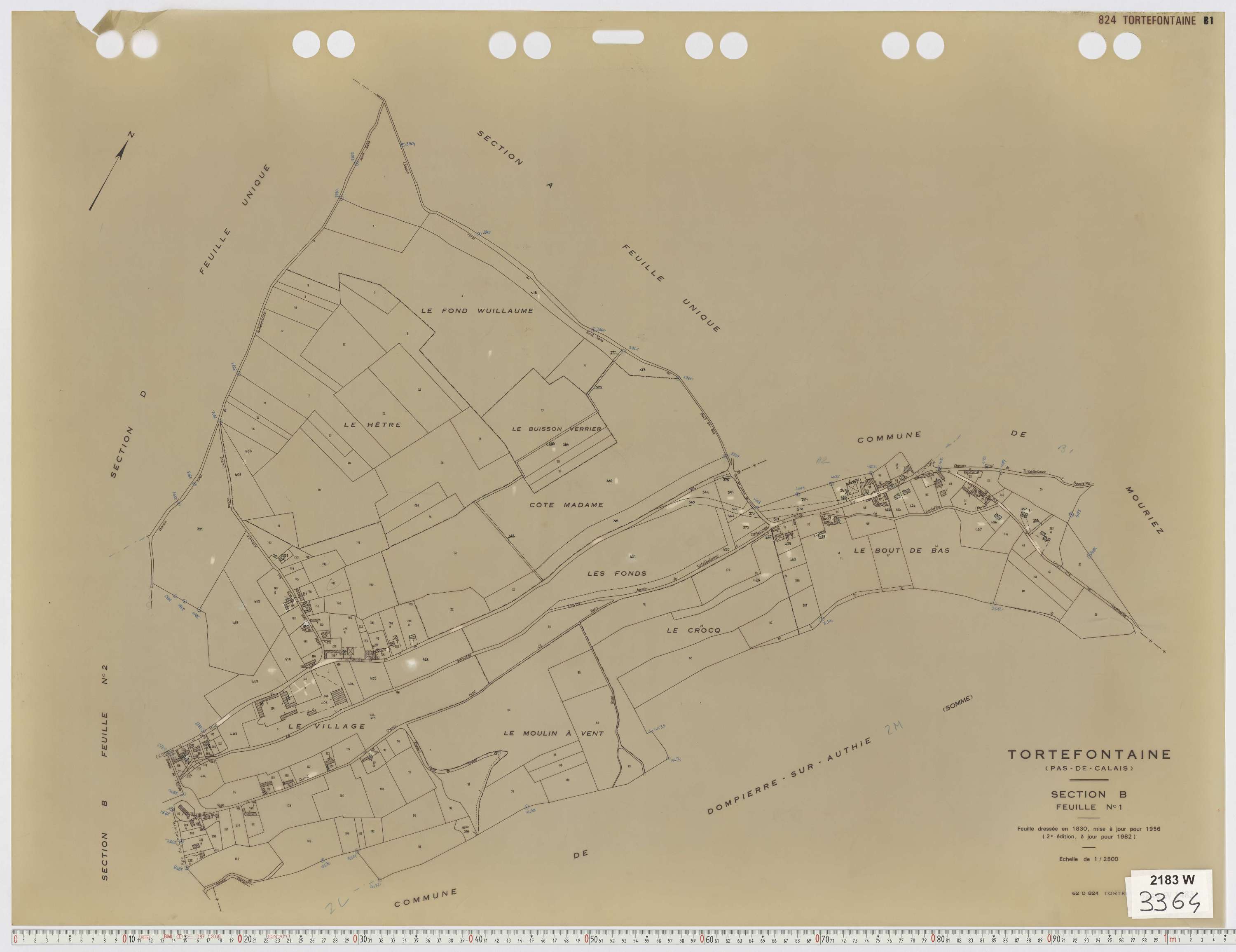 Tortefontaine - Section B, feuille 1.