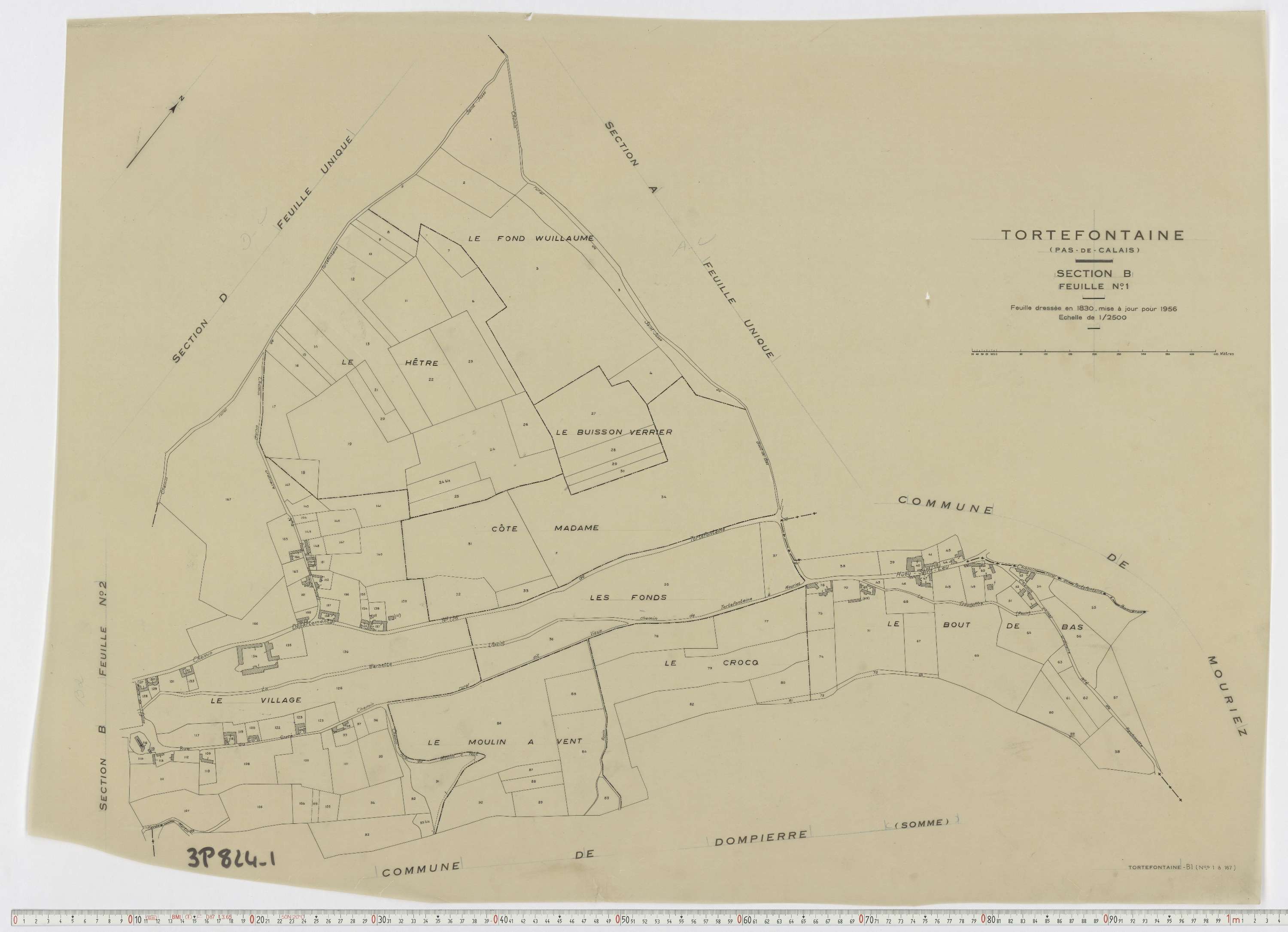 Tortefontaine - Section B, feuille 1.
