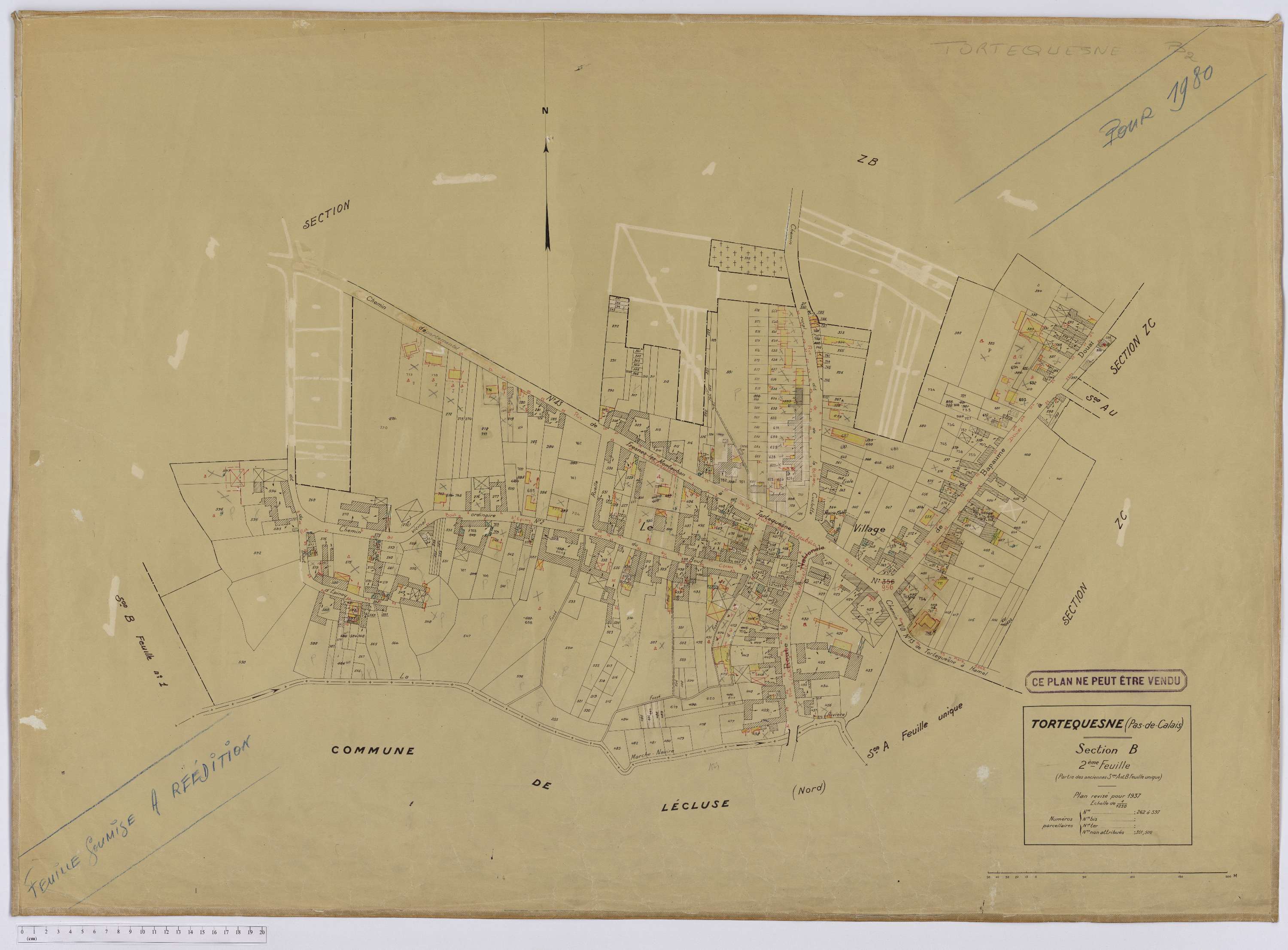 Tortequesne - Section B, feuille 2.
