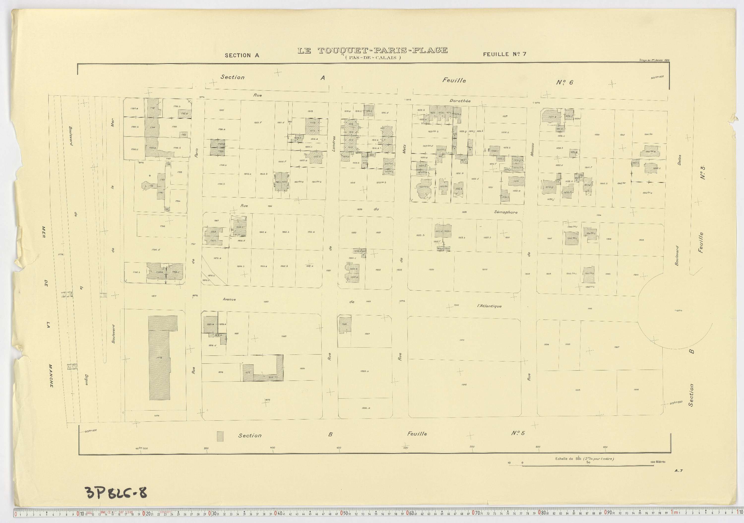 Le Touquet-Paris-Plage - Section A, feuille 7.