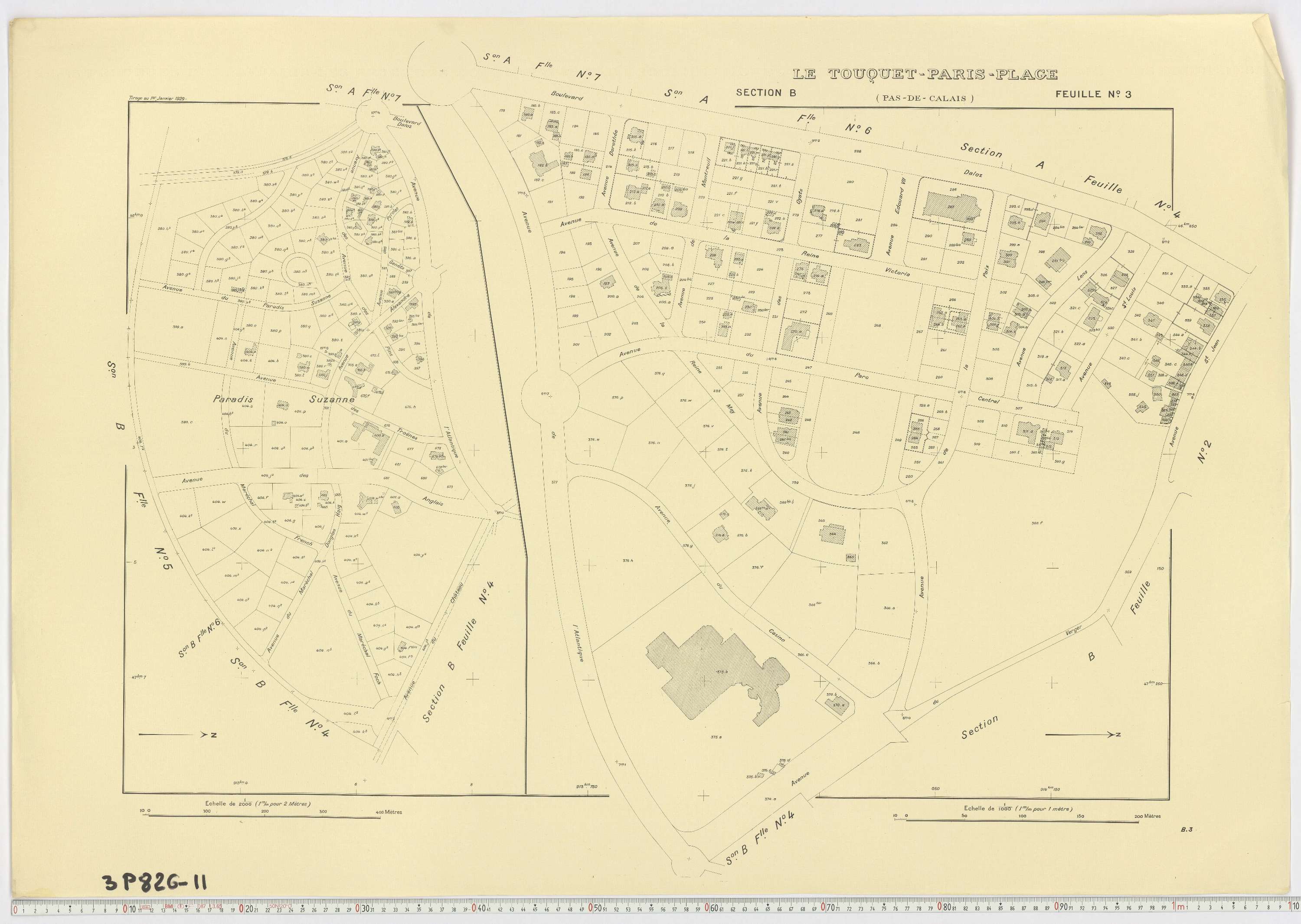 Le Touquet-Paris-Plage - Section B, feuille 3.