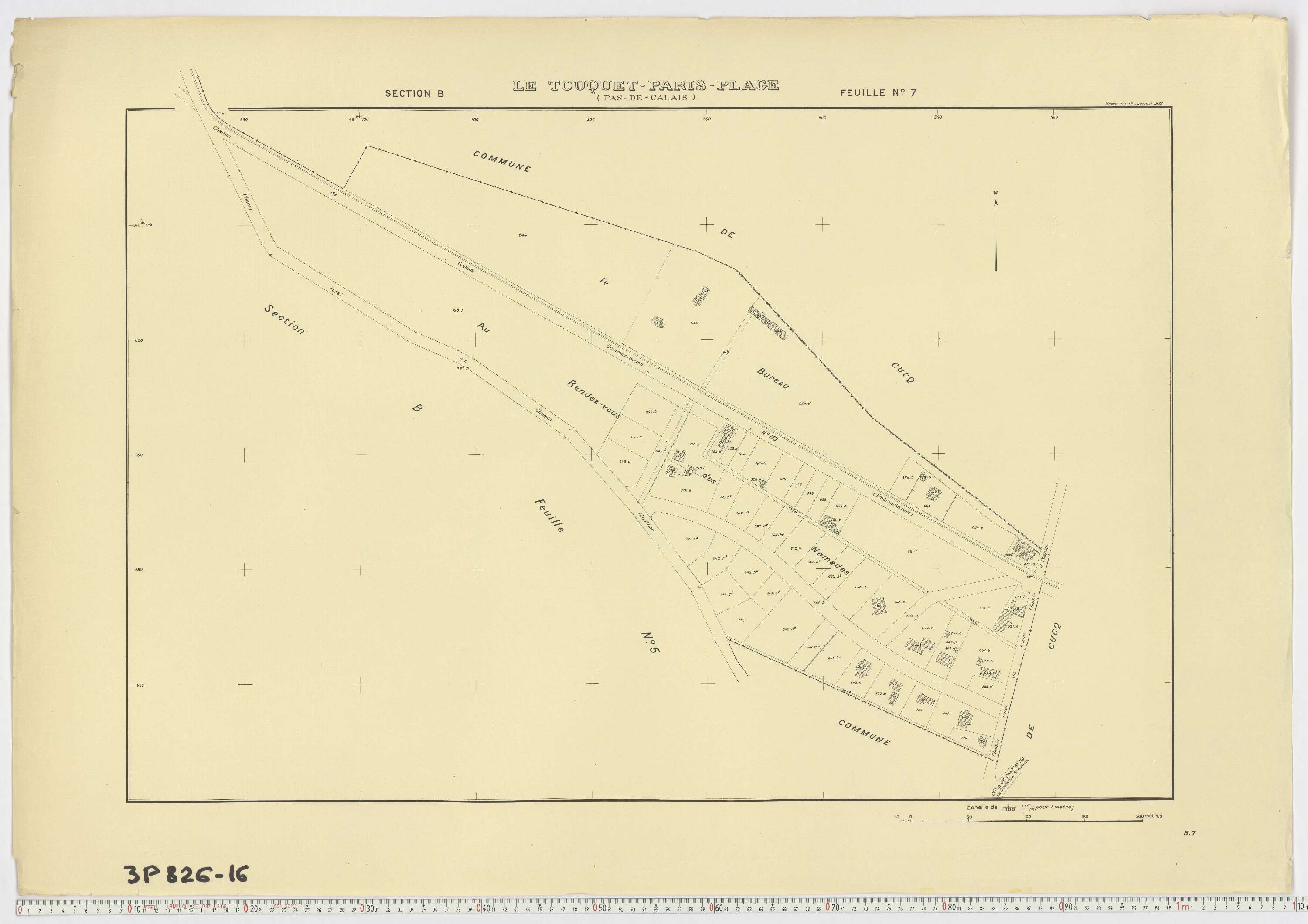 Le Touquet-Paris-Plage - Section B, feuille 7.