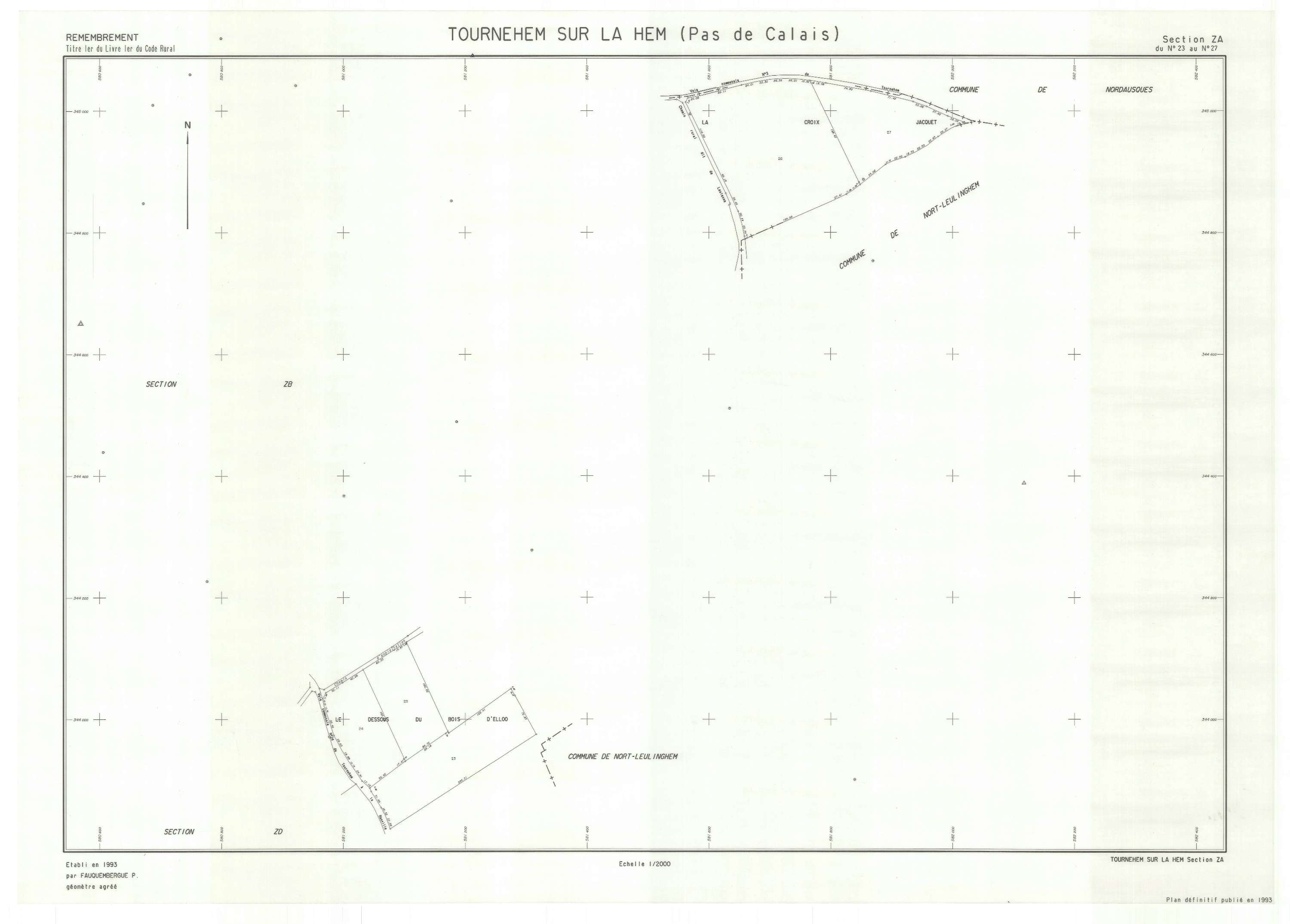Tournehem-sur-la-Hem - Plan de remembrement : section ZA.