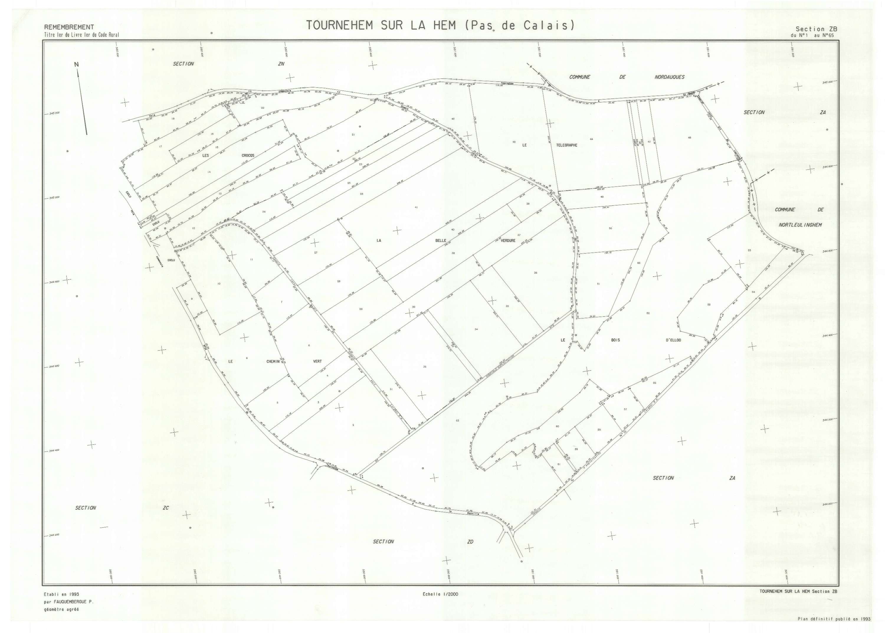 Tournehem-sur-la-Hem - Plan de remembrement : section ZB.