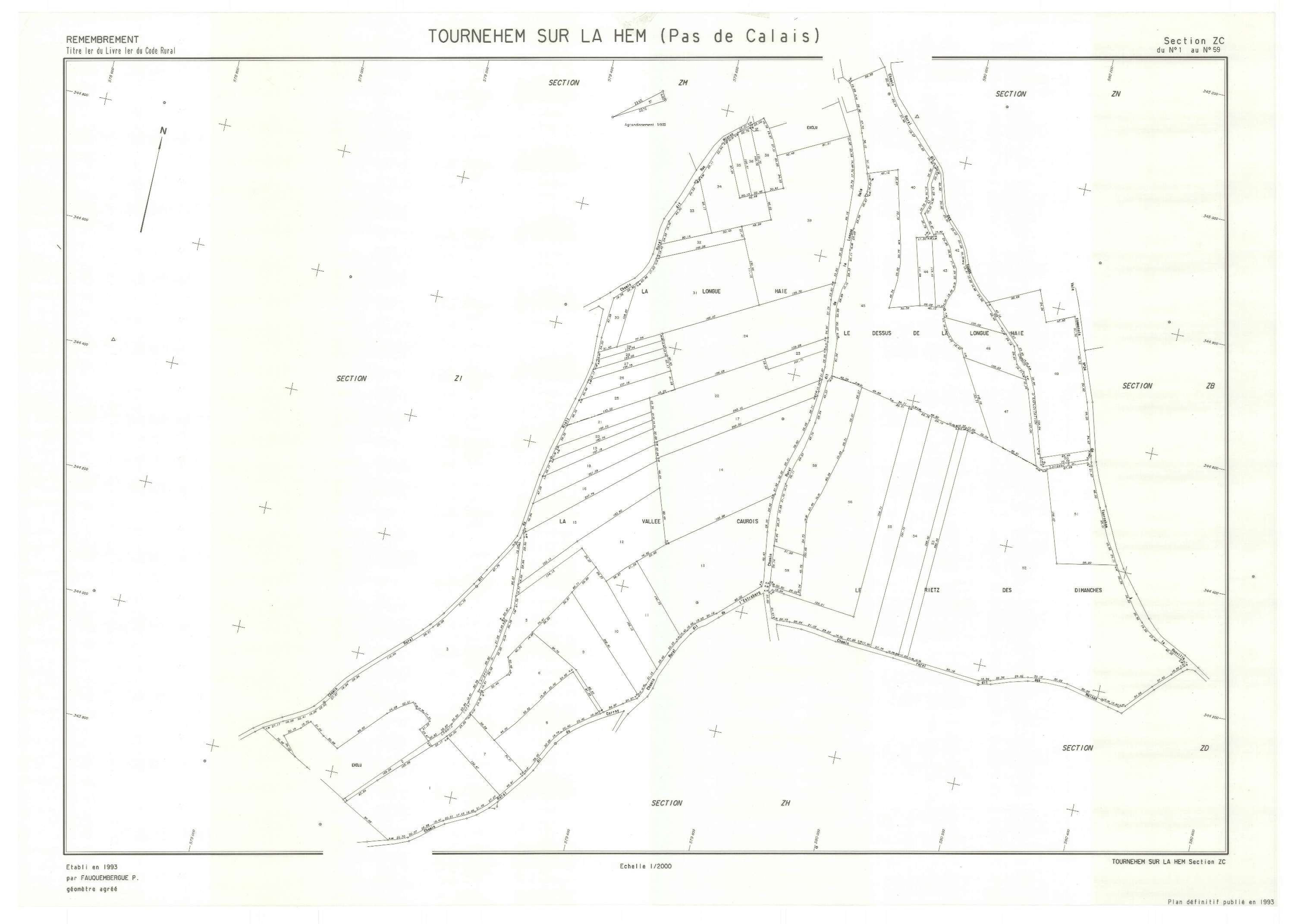 Tournehem-sur-la-Hem - Plan de remembrement : section ZC.