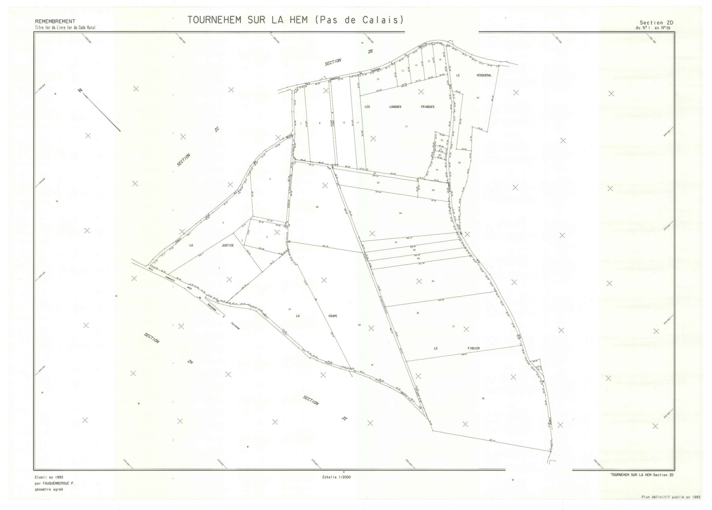 Tournehem-sur-la-Hem - Plan de remembrement : section ZD.