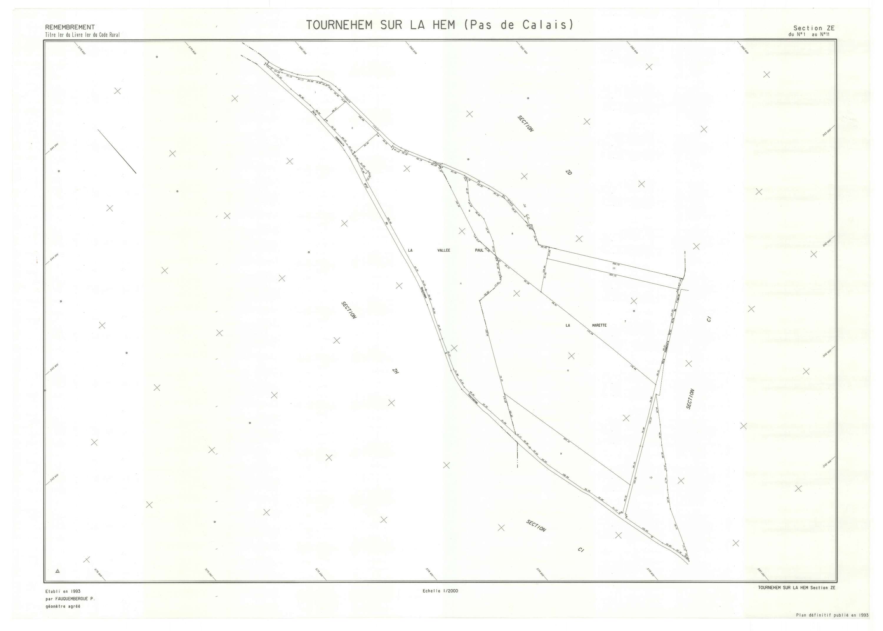 Tournehem-sur-la-Hem - Plan de remembrement : section ZE.