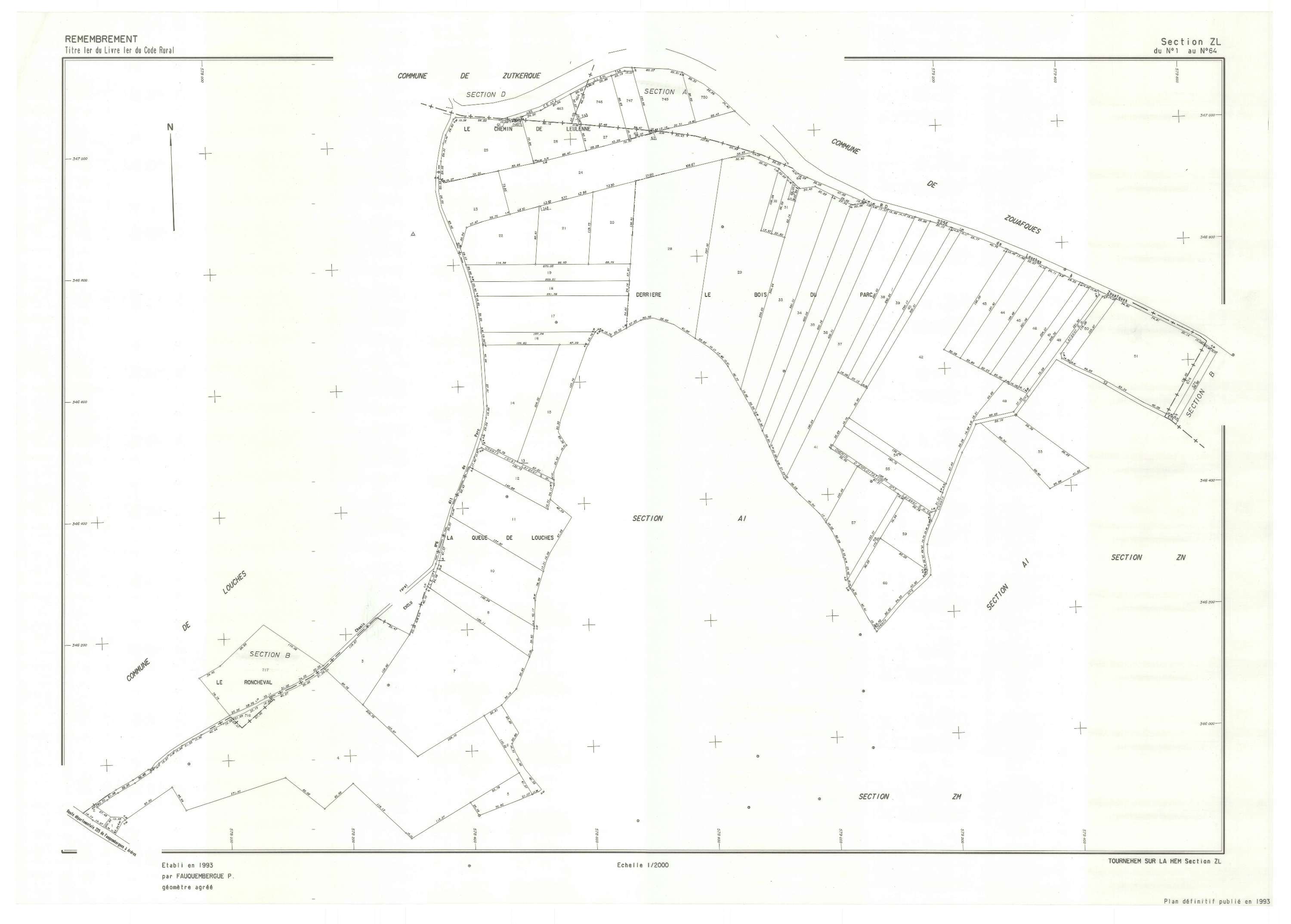 Tournehem-sur-la-Hem - Plan de remembrement : section ZL.