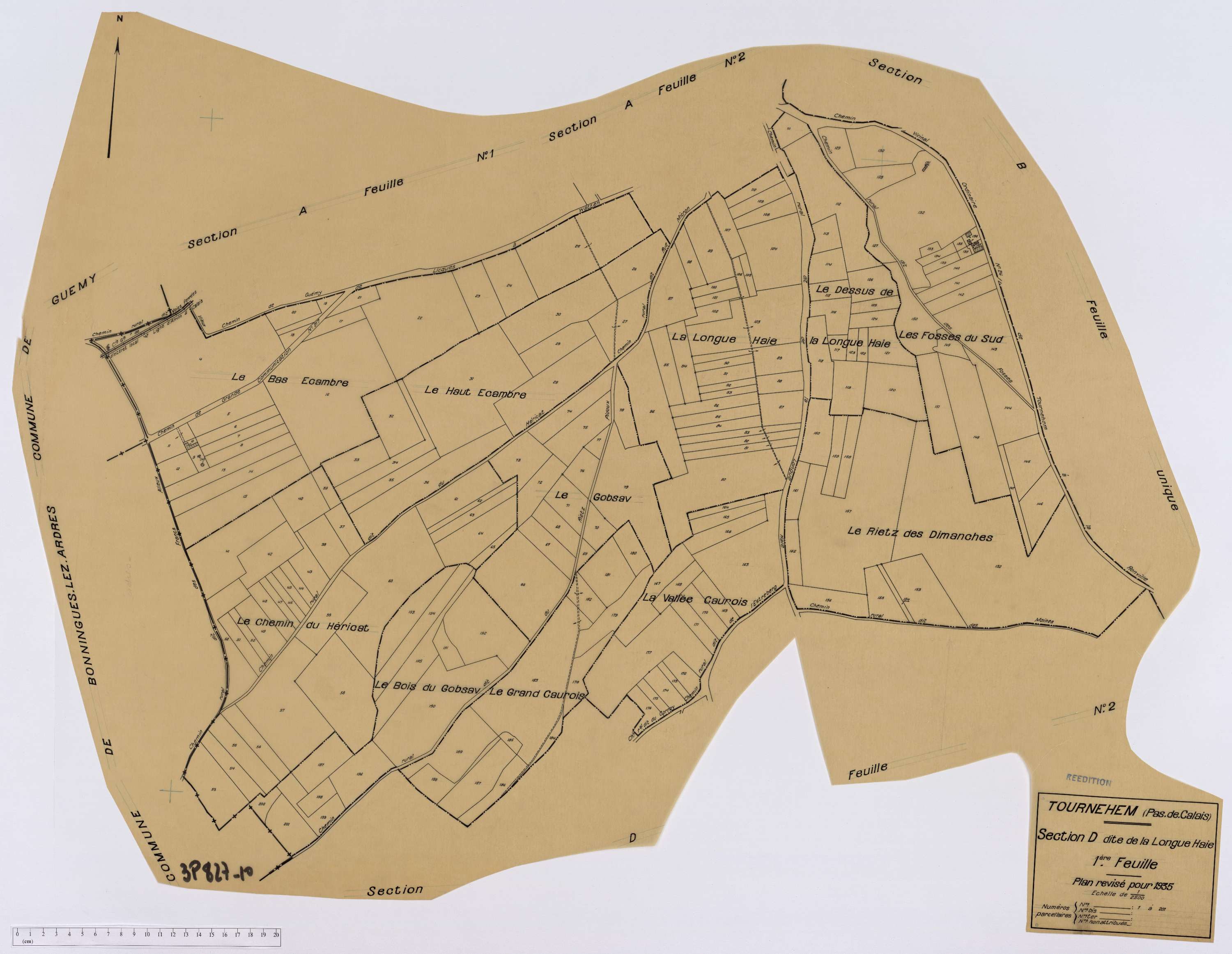 Tournehem-sur-la-Hem - Section D, feuille 1.