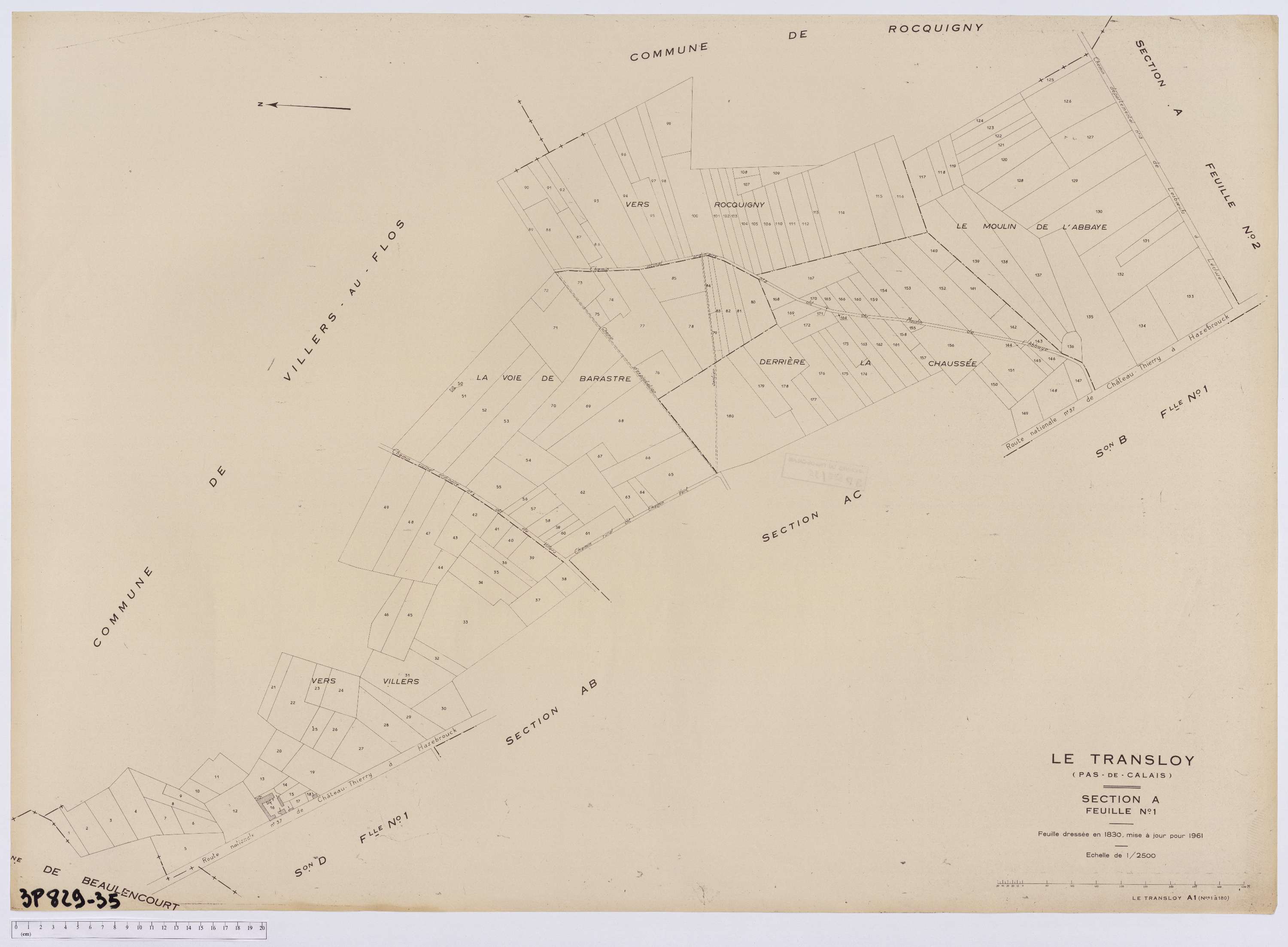 Le Transloy - Section A, feuille 1.