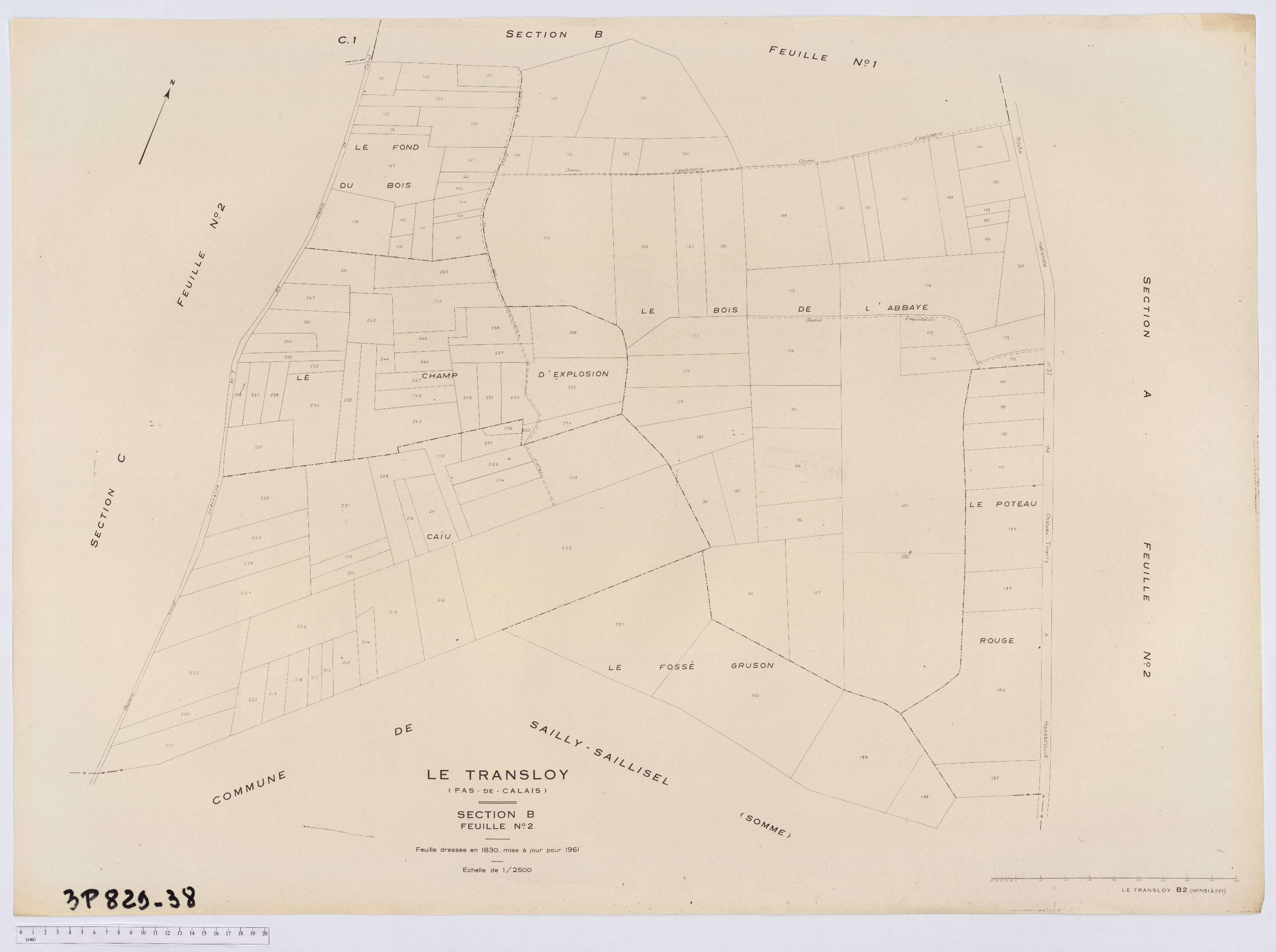 Le Transloy - Section B, feuille 2.