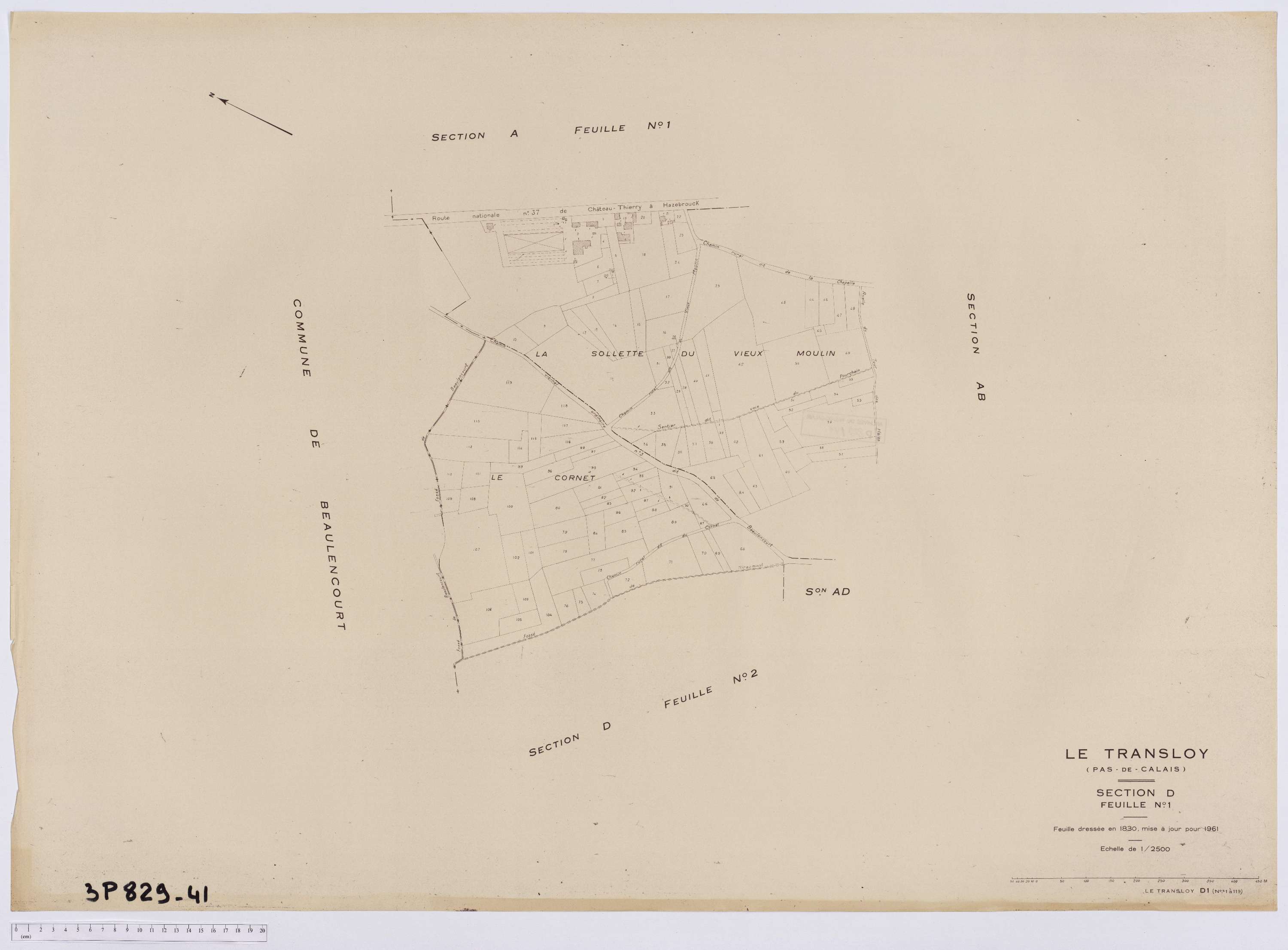 Le Transloy - Section D, feuille 1.