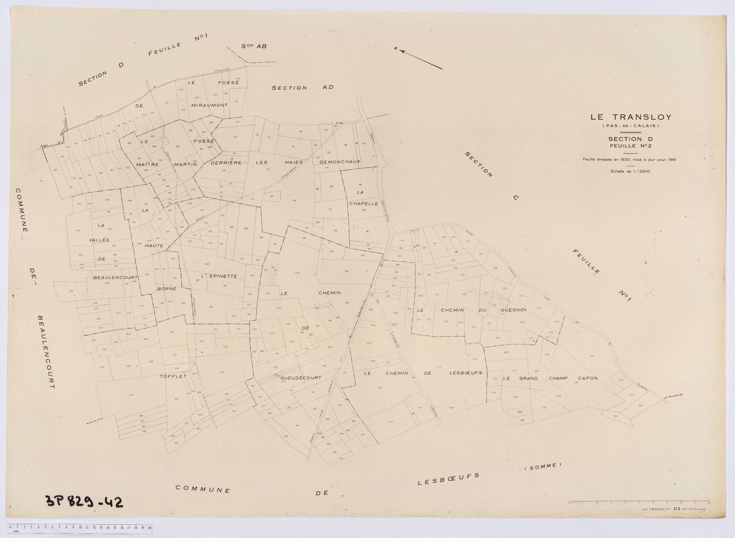 Le Transloy - Section D, feuille 2.