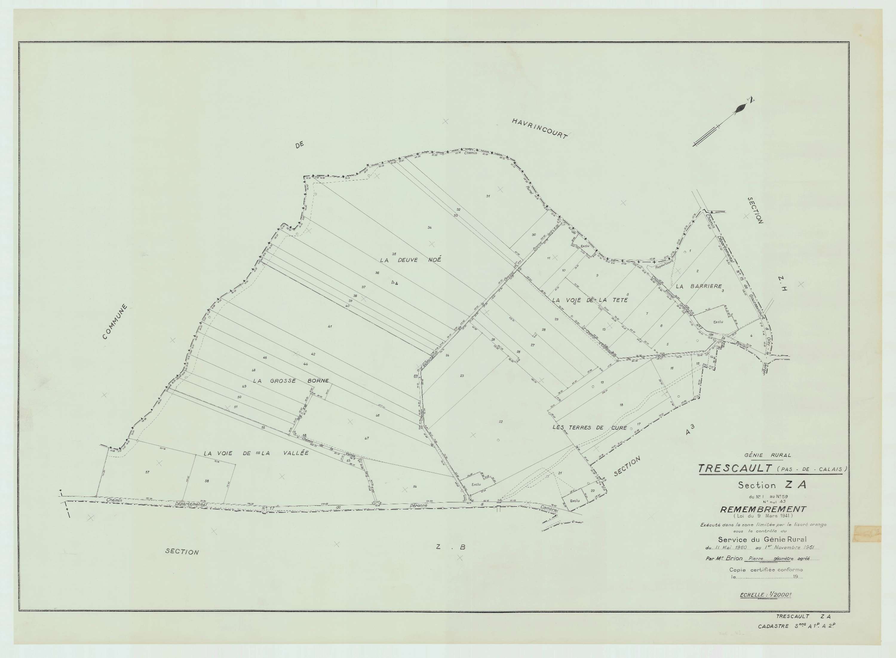 Trescault - Plan de remembrement : section ZA.