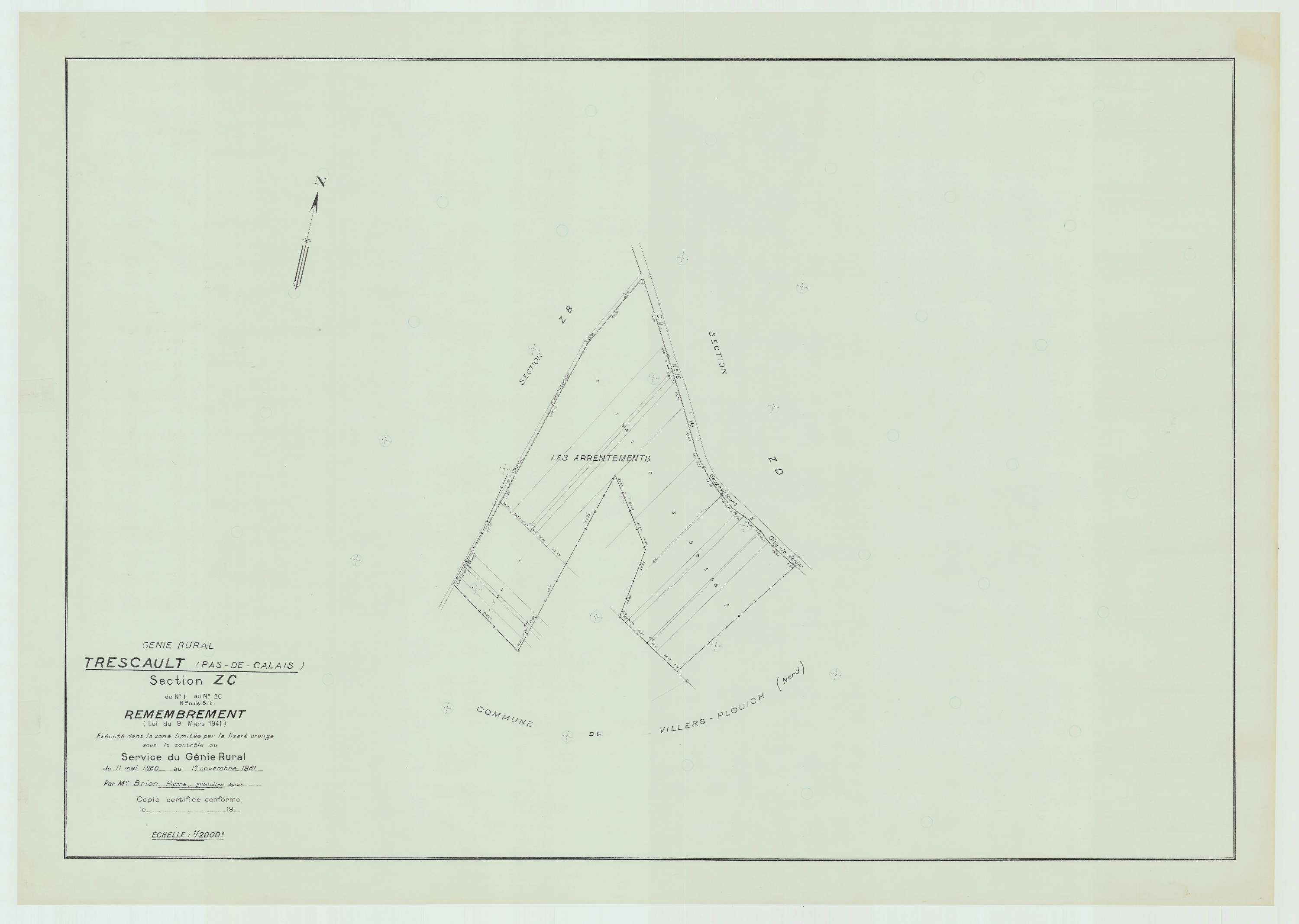 Trescault - Plan de remembrement : section ZC.