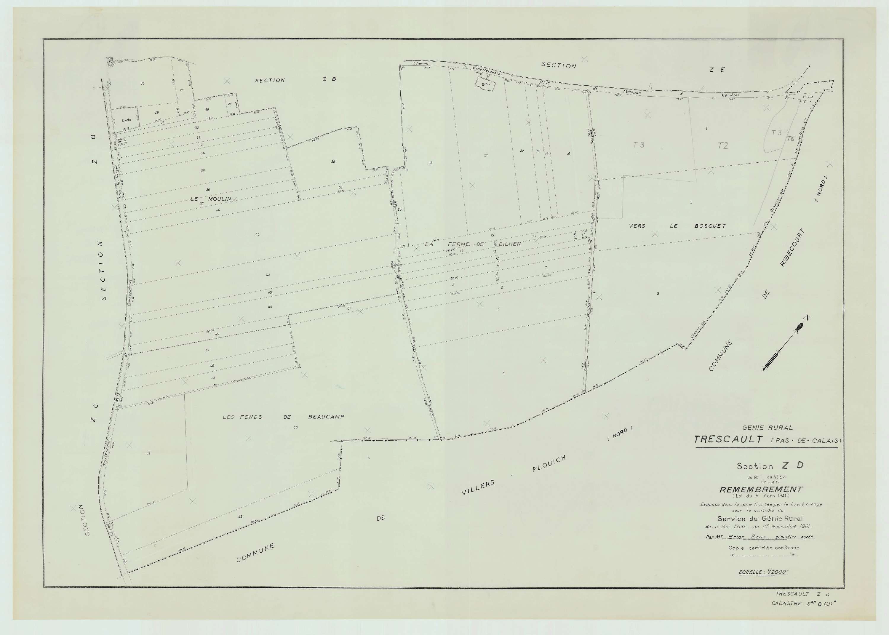 Trescault - Plan de remembrement : section ZD.